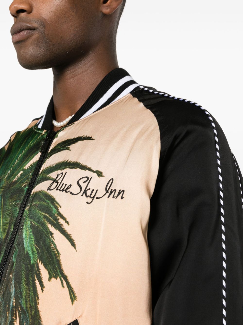 Blue Sky Inn Palm-Graphic Padded Jacket — Black, view 5