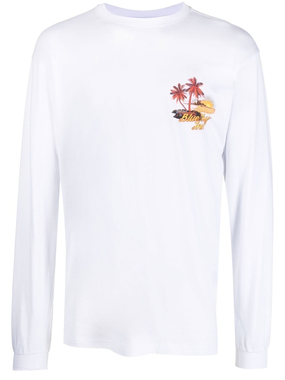 Blue Sky Inn Logo-Embroidered Long-Sleeve T-Shirt — White by Blue Sky Inn