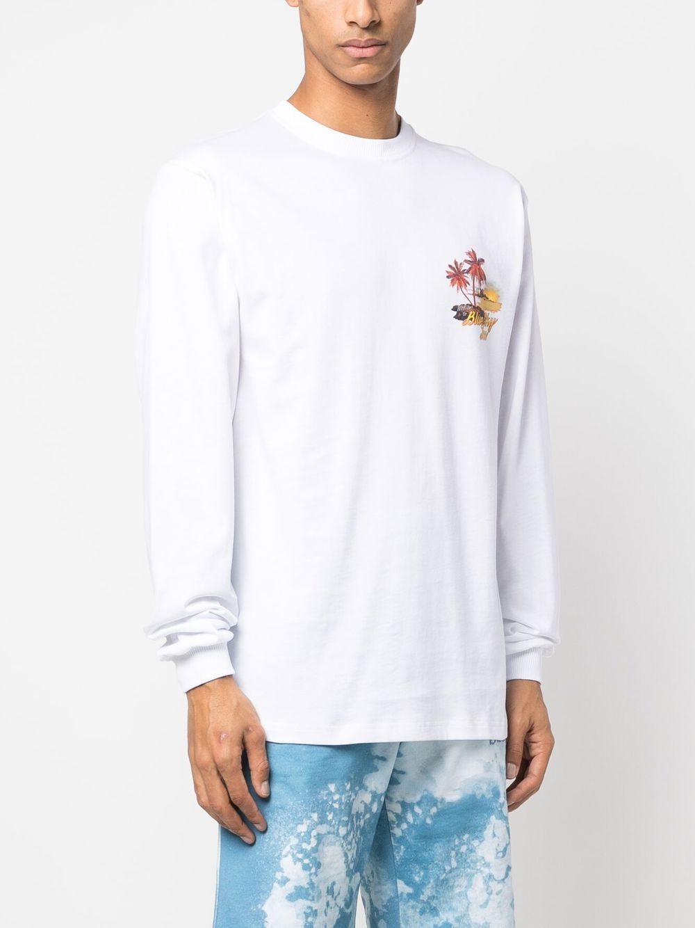 Blue Sky Inn Logo-Embroidered Long-Sleeve T-Shirt — White, view 4