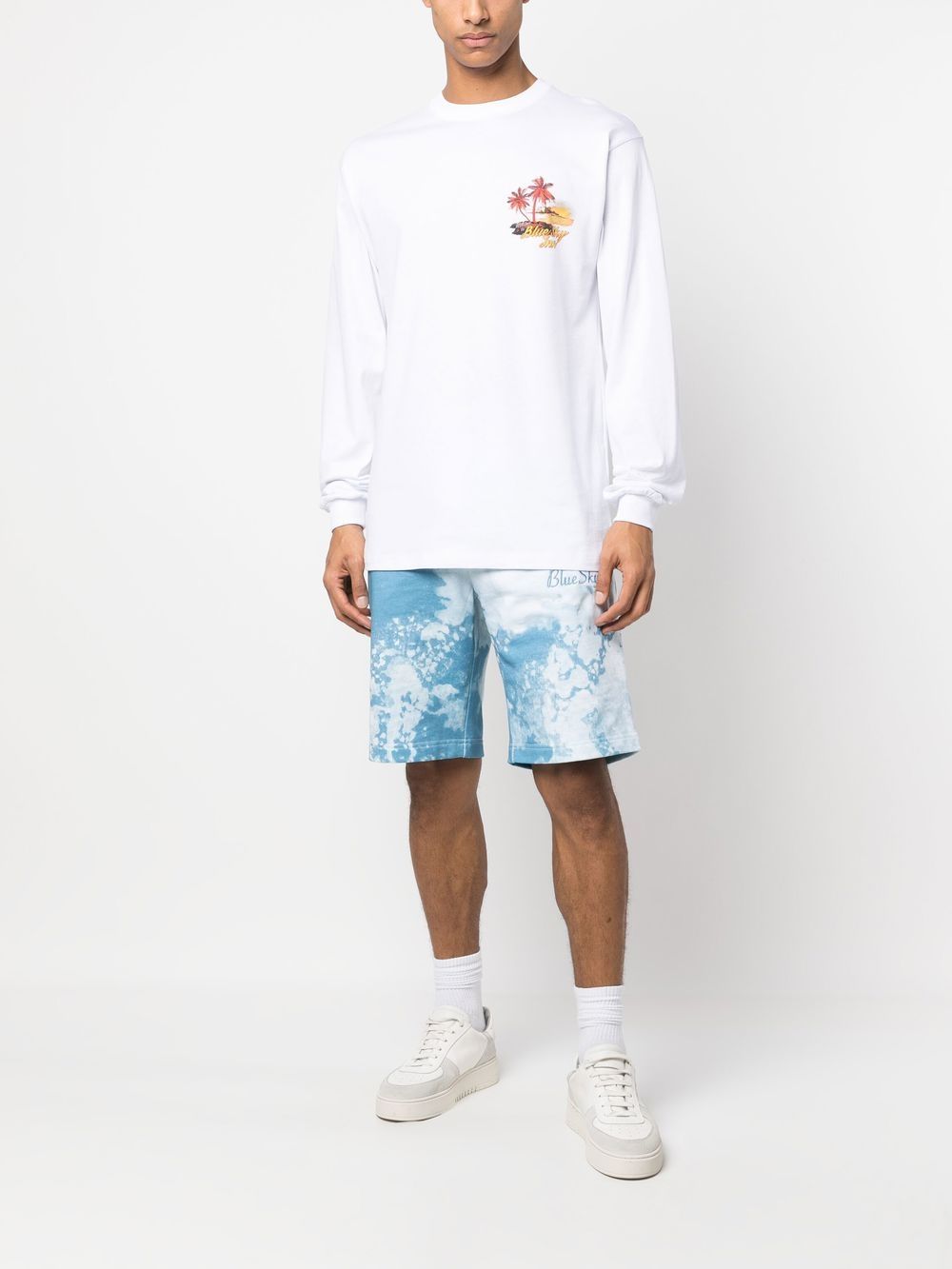Blue Sky Inn Logo-Embroidered Long-Sleeve T-Shirt — White, view 5