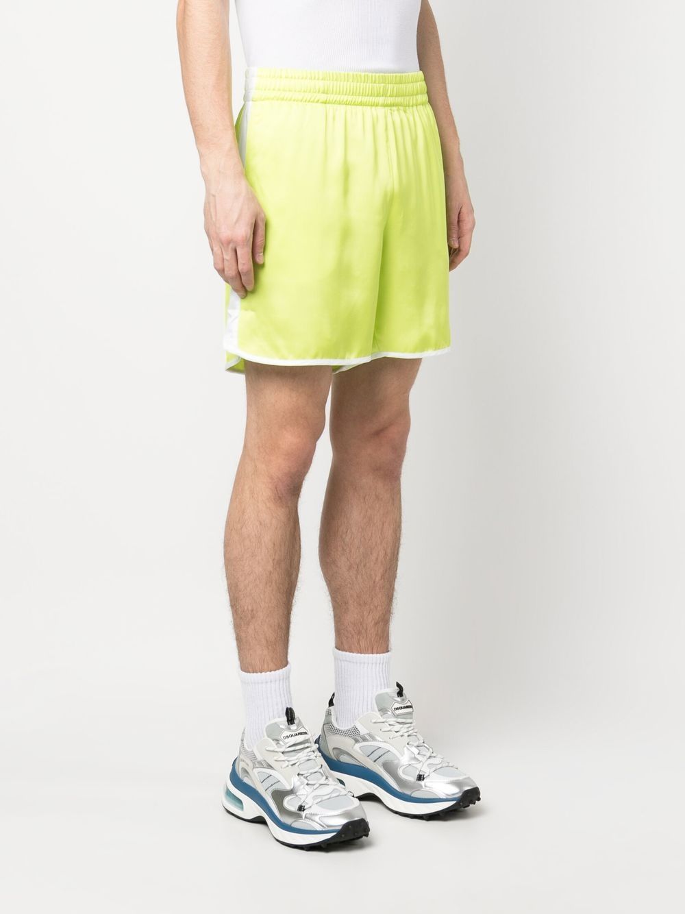Blue Sky Inn Contrasting-Side Track Shorts — lime green, view 5
