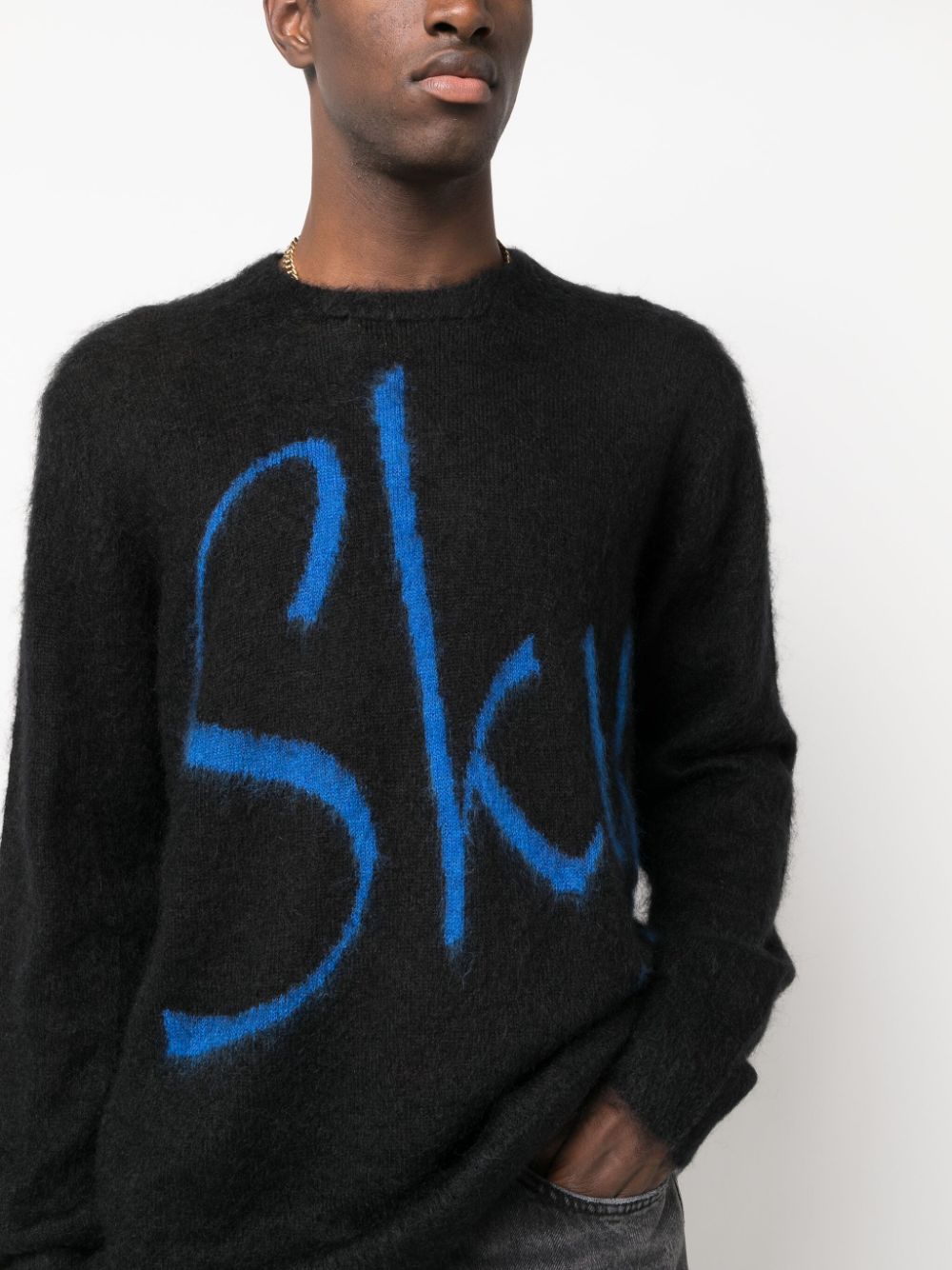 Blue Sky Inn Logo-Print Wool Blend Sweater — Black, view 2