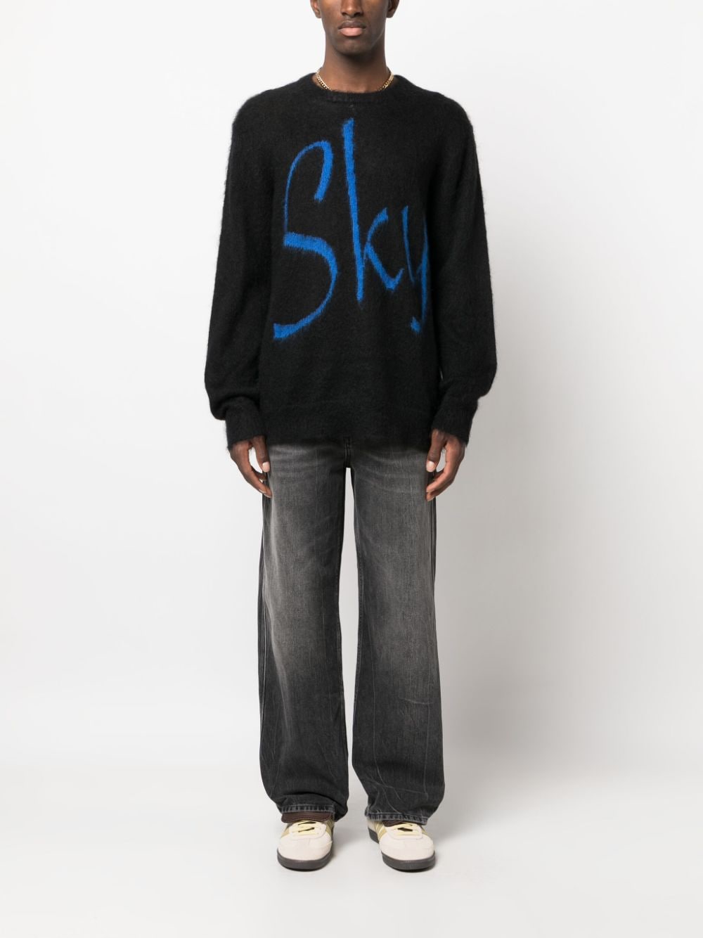 Blue Sky Inn Logo-Print Wool Blend Sweater — Black, view 5