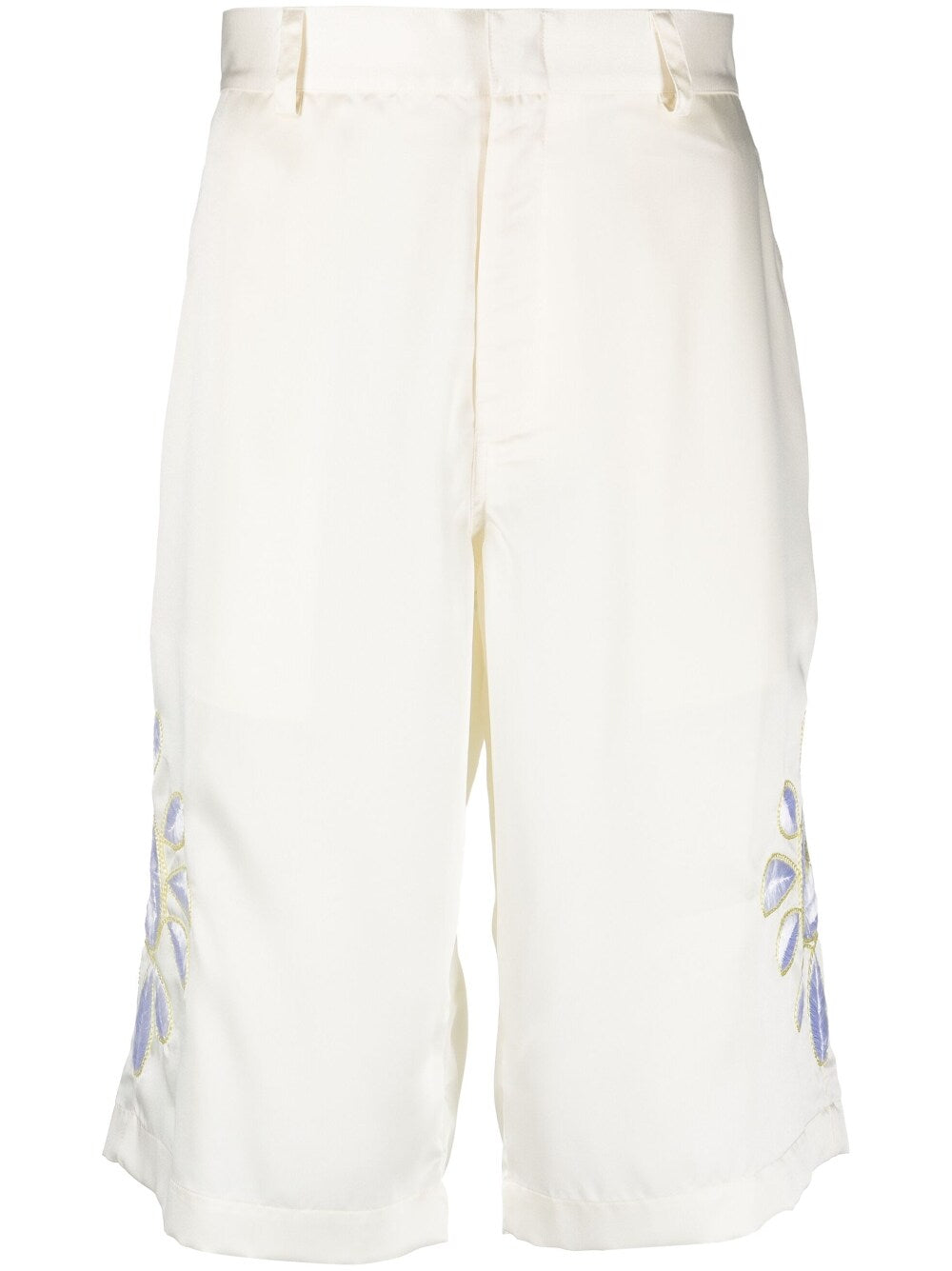 Bluemarble Embroidered Satin Shorts — Cream by Bluemarble
