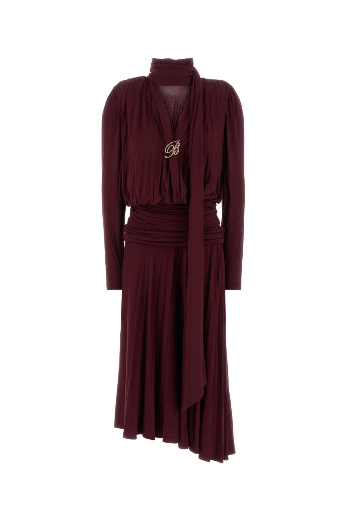 Blumarine Wrap Viscose Dress — Burgundy by Blumarine