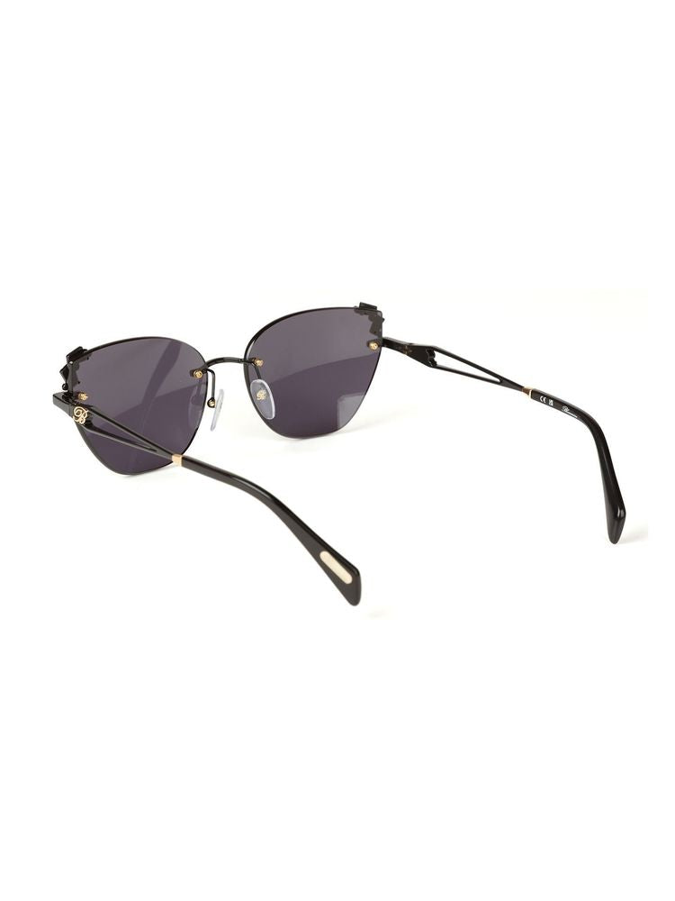 Blumarine SBM230S Metal Round-Frame Sunglasses — Black, view 2