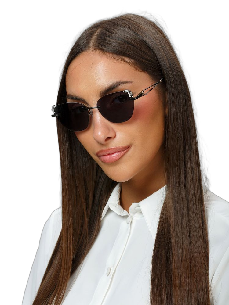 Blumarine SBM230S Metal Aviator Sunglasses — Black by Blumarine