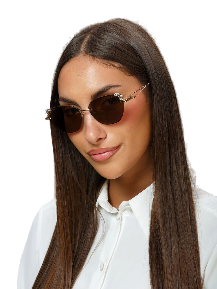 Blumarine SBM230S Metal Cat-Eye Sunglasses — Gold, view 2