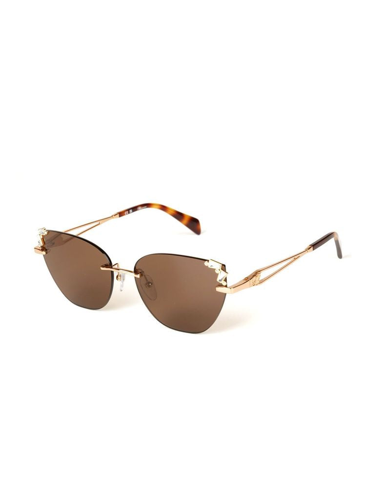 Blumarine SBM230S Metal Cat-Eye Sunglasses — Gold, view 3