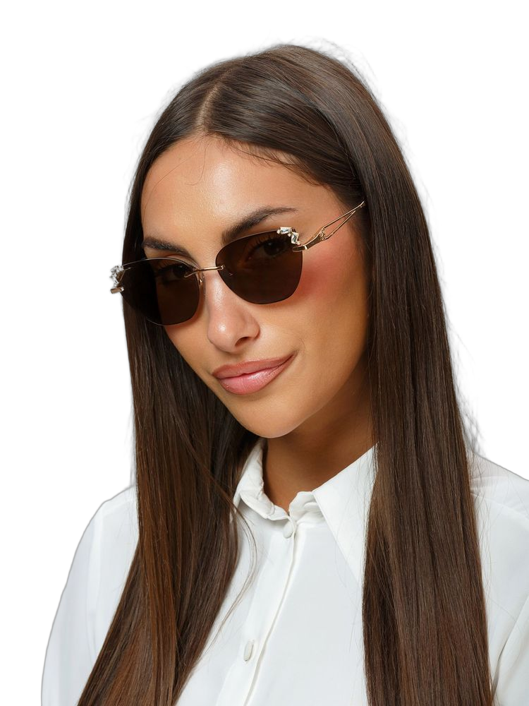 Blumarine SBM230S Metal Cat-Eye Sunglasses — Gold, view 2