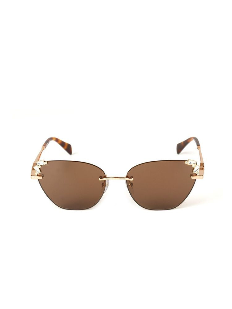 Blumarine SBM230S Metal Cat-Eye Sunglasses — Gold, view 4