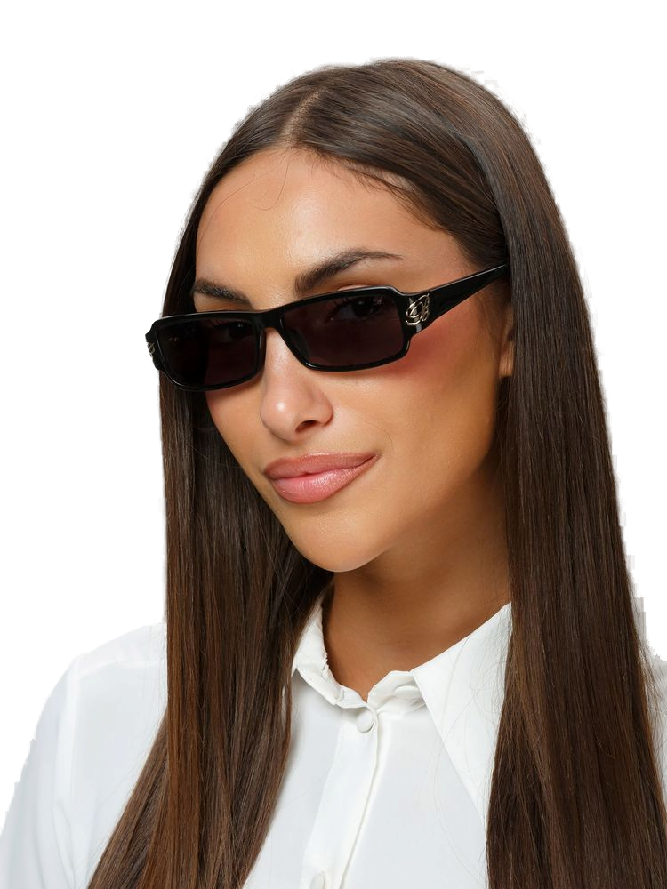 Blumarine SBM906 Rectangle Acetate Sunglasses — Black, view 3