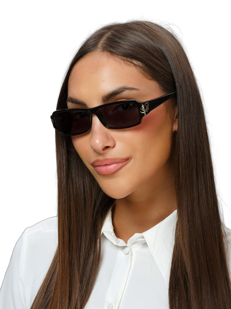 Blumarine SBM906 Smoke-Tinted Acetate Sunglasses — Black, view 3