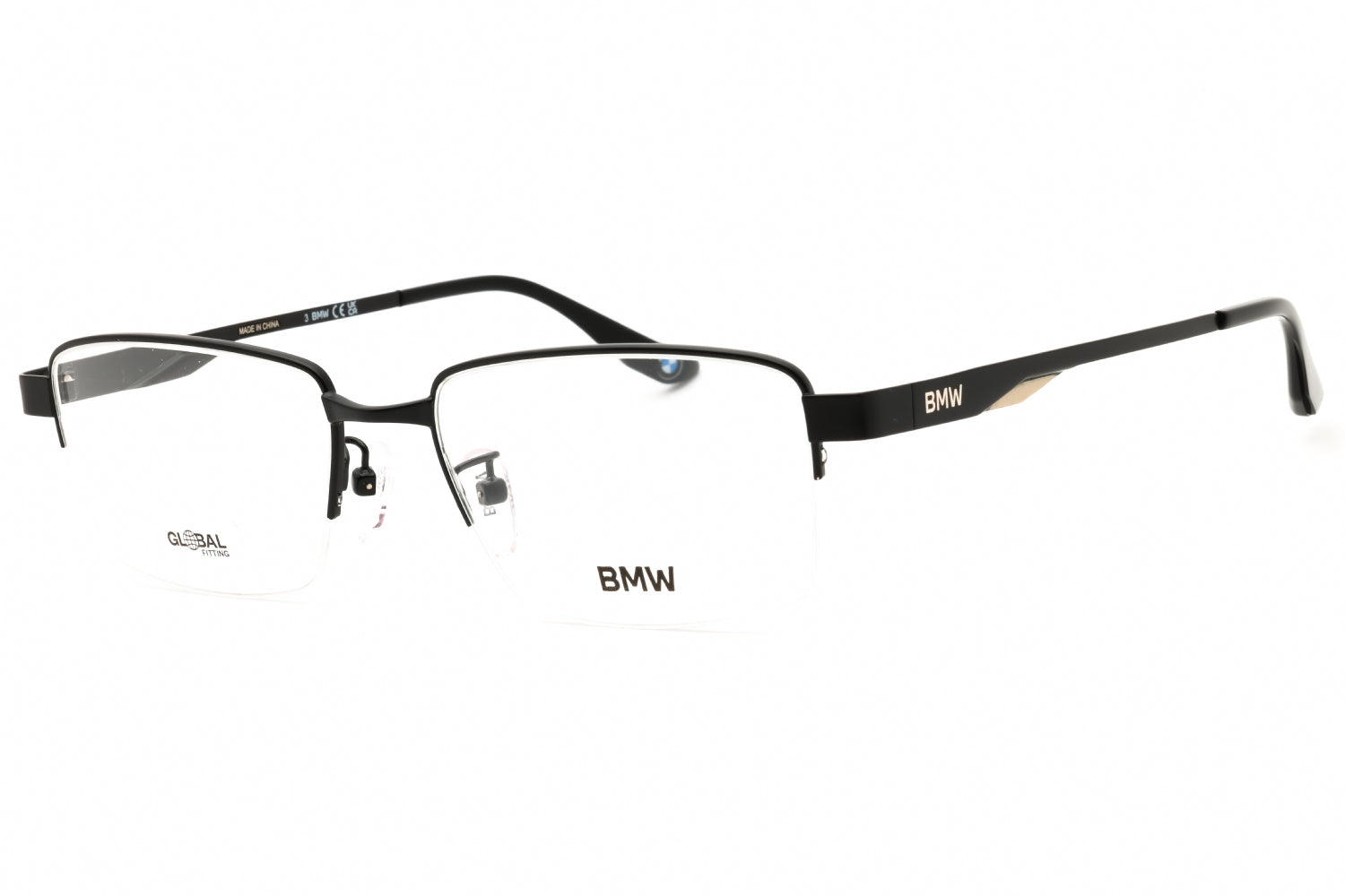 Bmw BW5072H Rectangular Metal Eyeglasses — Black by Bmw