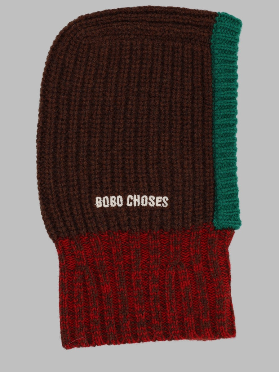 Bobo Choses B226AH037K_991 Ribbed Wool Balaclava — Brown by Bobo Choses