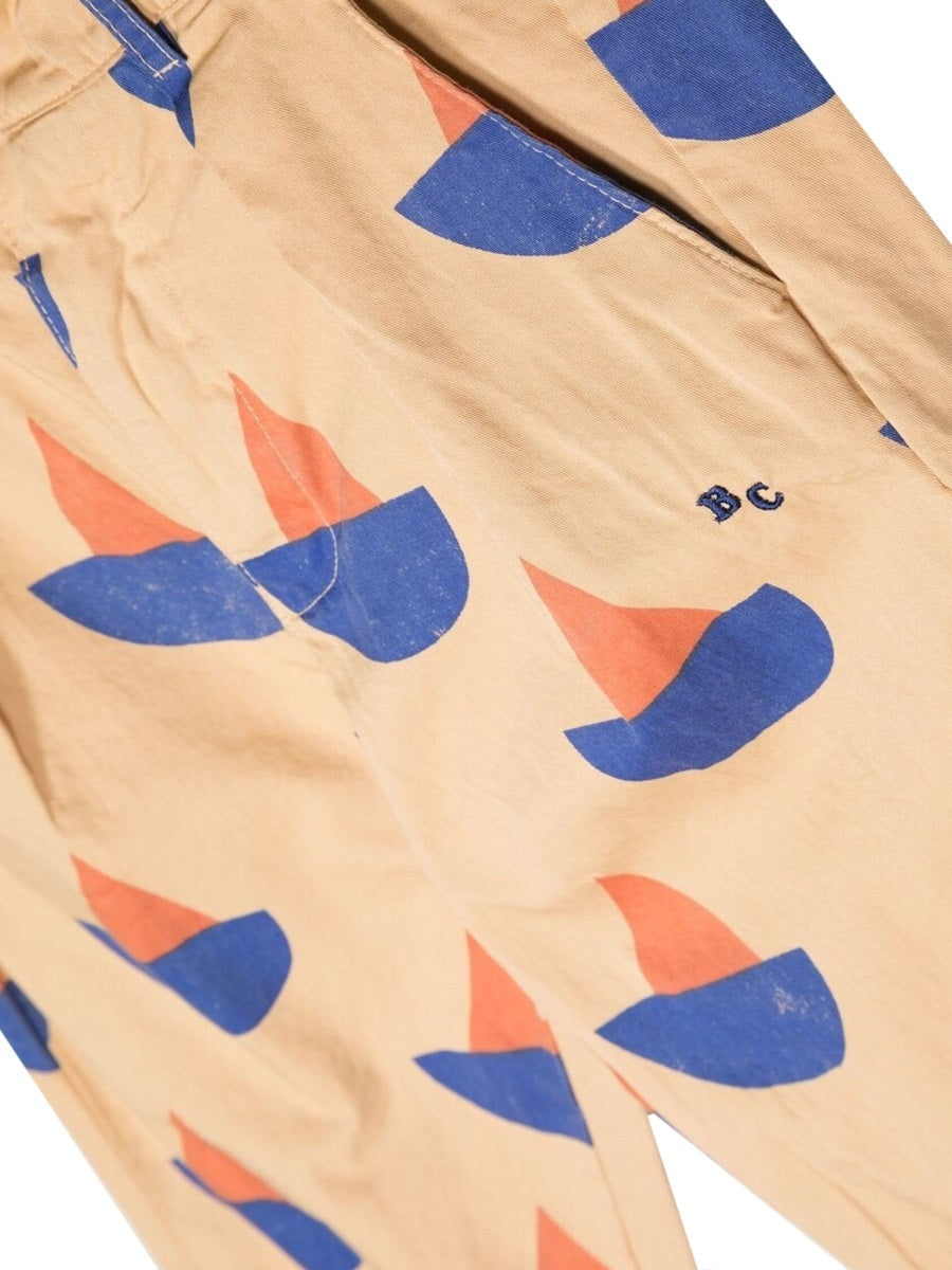 Bobo Choses Sailboat Print Organic Cotton Chino Trousers — Multicolor, view 2