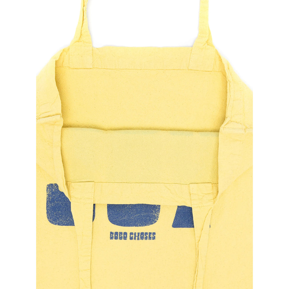Bobo Choses Logo-Print Cotton Tote Bag — Yellow, view 5