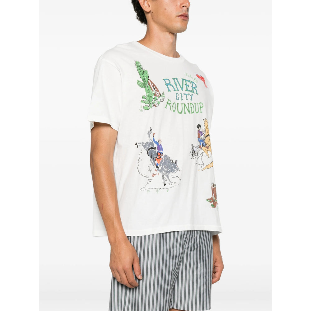 Bode Graphic Print T-Shirt — White by Bode
