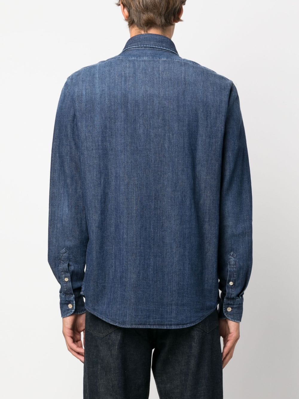 Boglioli Cotton Denim Shirt — Blue, view 5