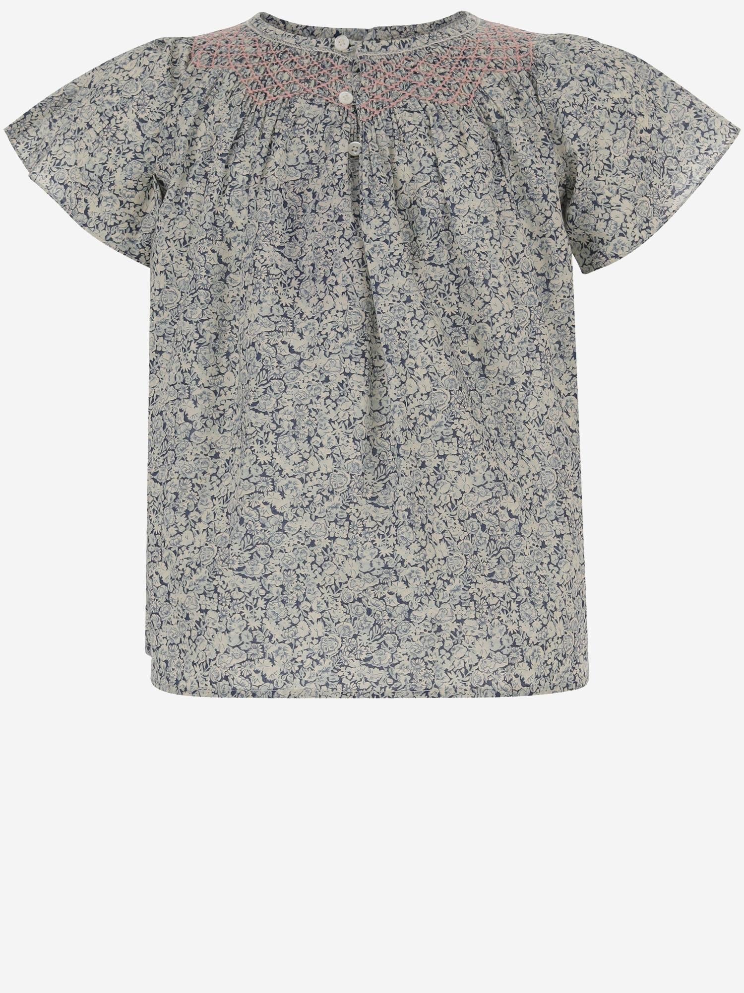 Bonpoint Floral Print Cotton Blouse — Gray by Bonpoint