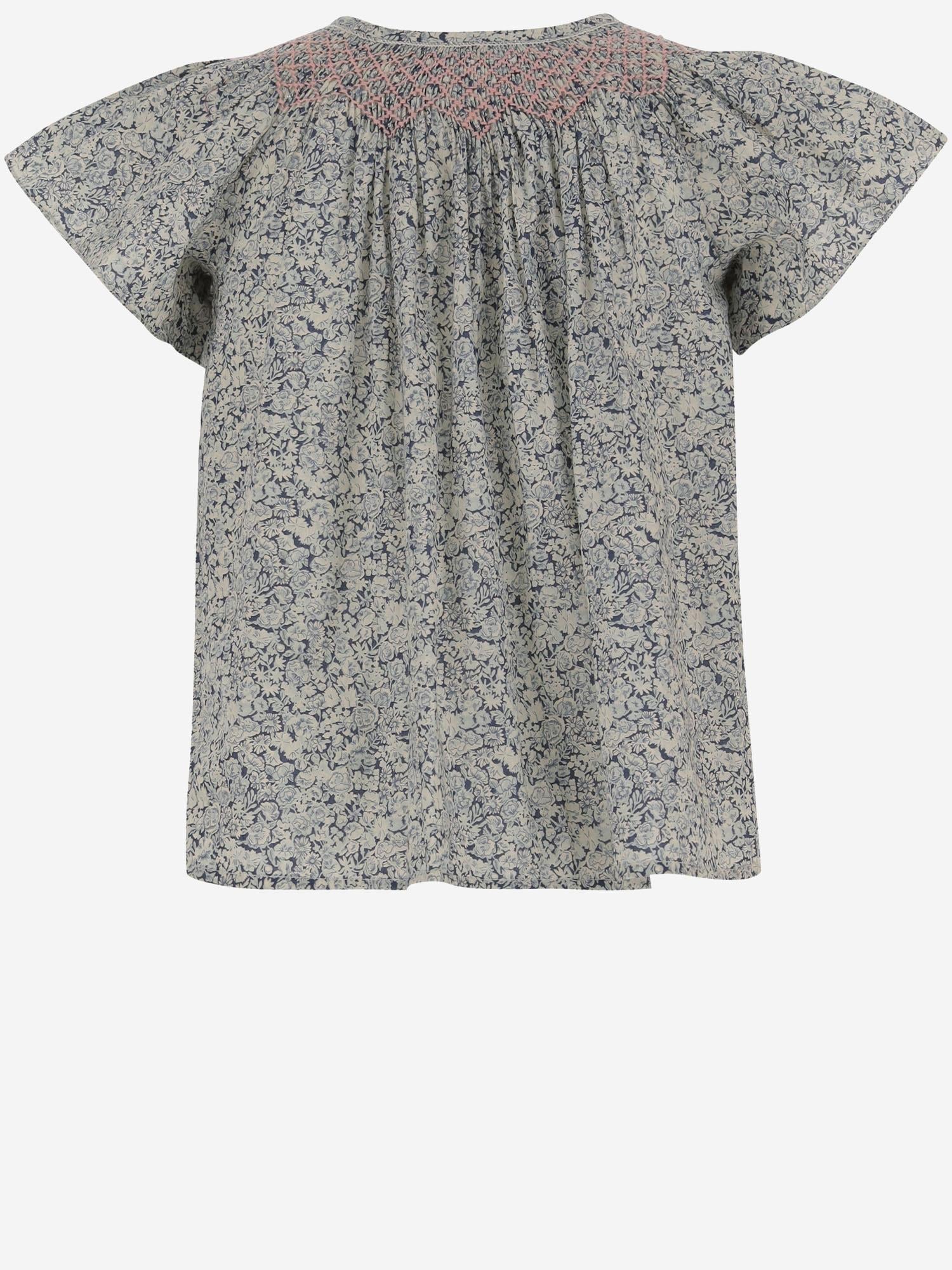 Bonpoint Floral Print Cotton Blouse — Gray, view 2