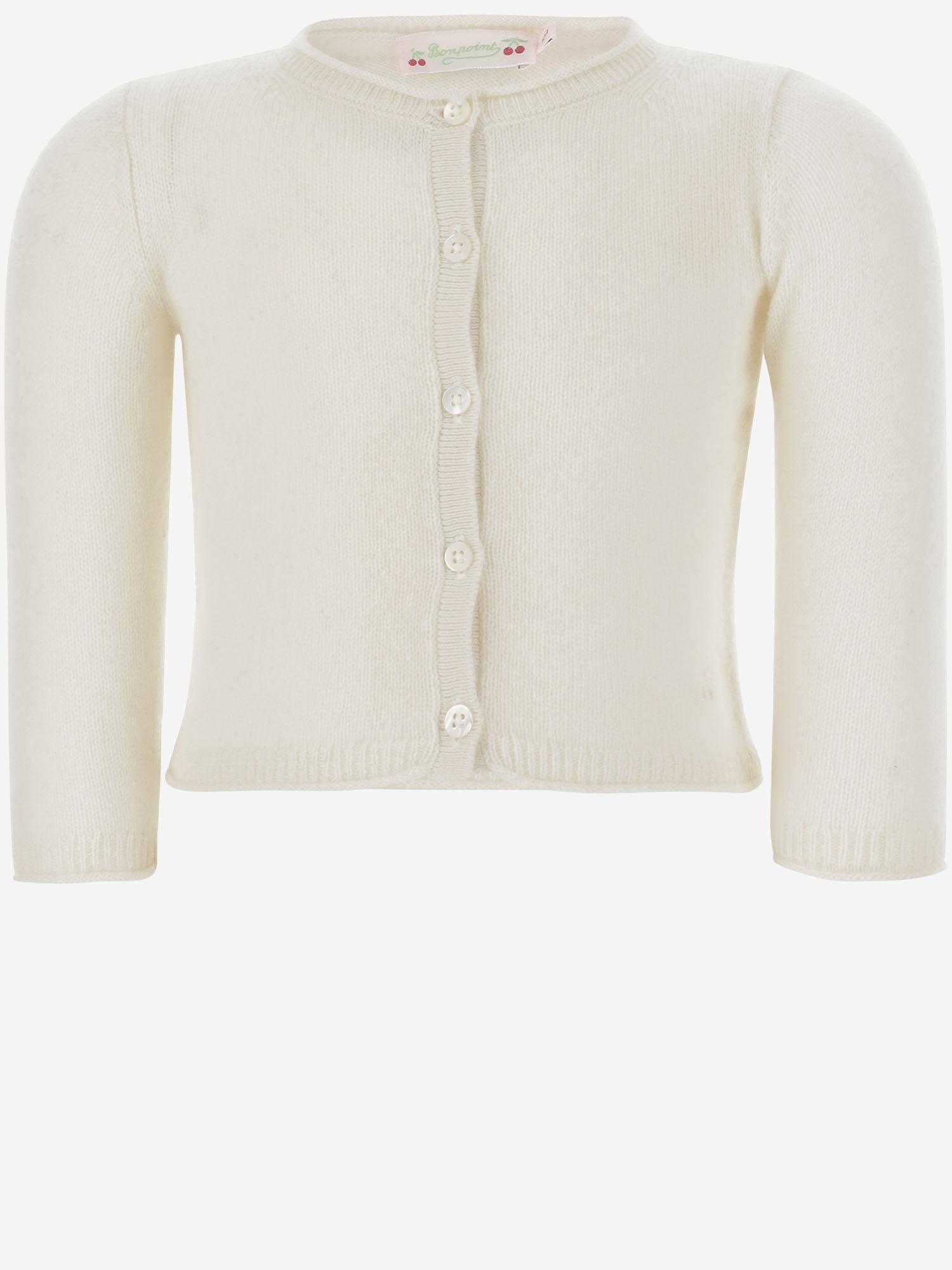Bonpoint Cashmere Cardigan — White, view 2