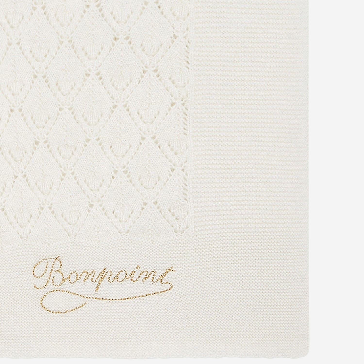 Bonpoint Wool Blend with Geometric Pattern Scarf — White by Bonpoint