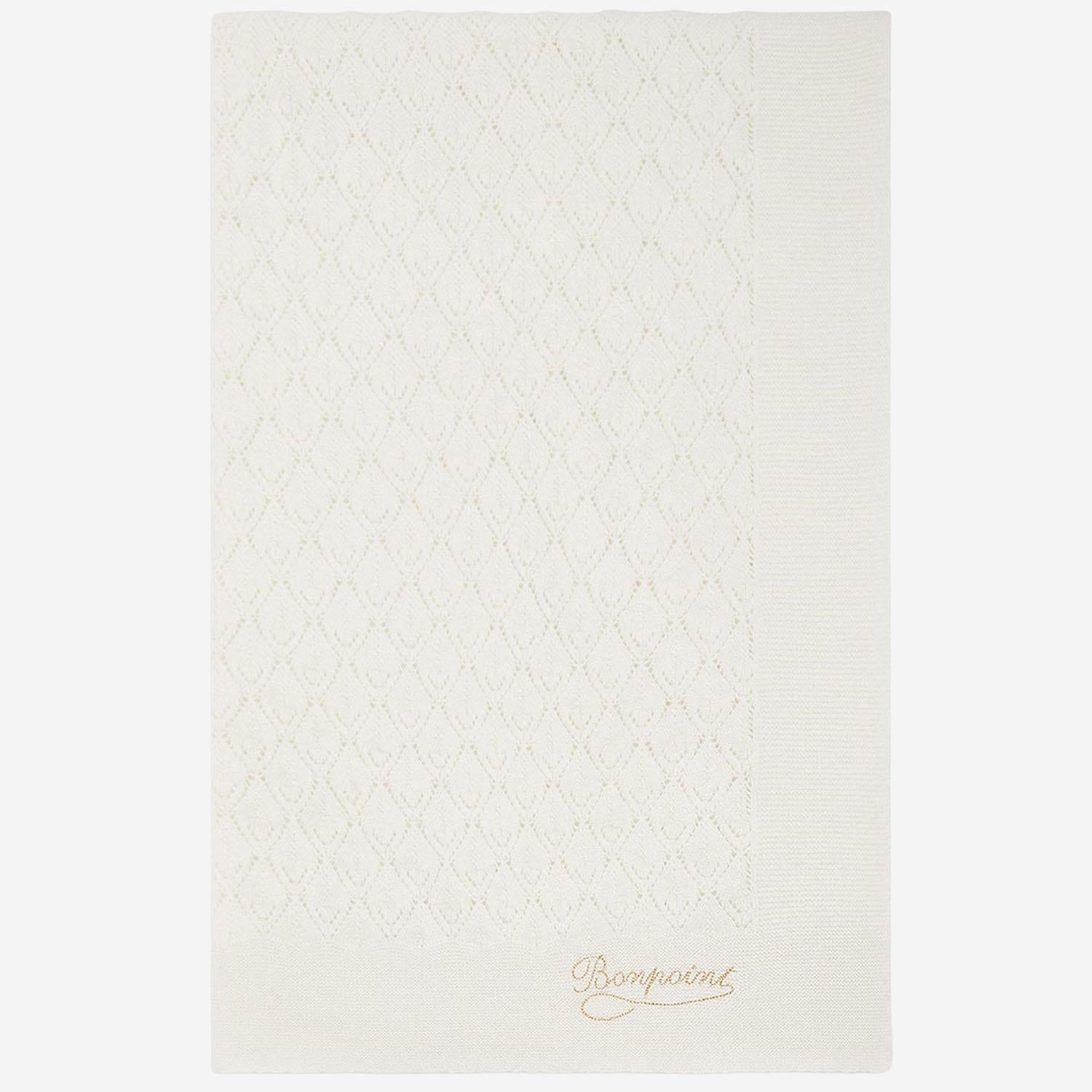 Bonpoint Wool Blend with Geometric Pattern Scarf — White, view 2