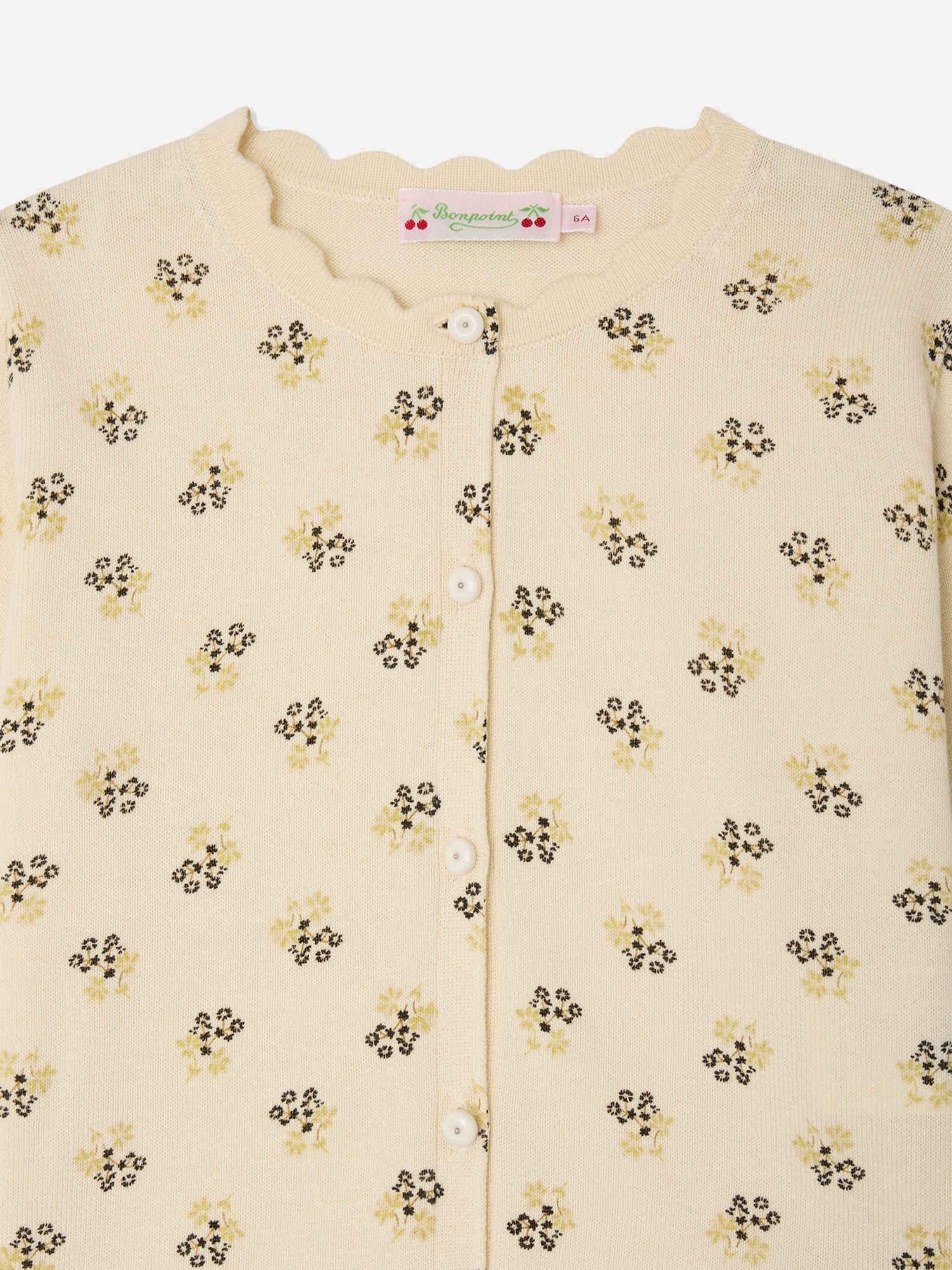 Bonpoint Floral-Print Cotton Shirt — Cream, view 2