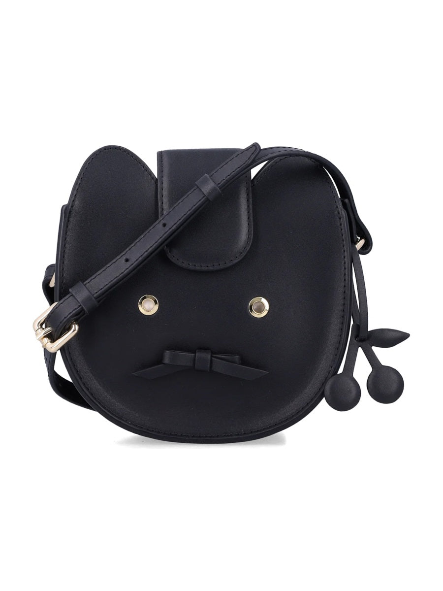 Bonpoint Logo-Embellished Leather Shoulder Bag — Black, view 3
