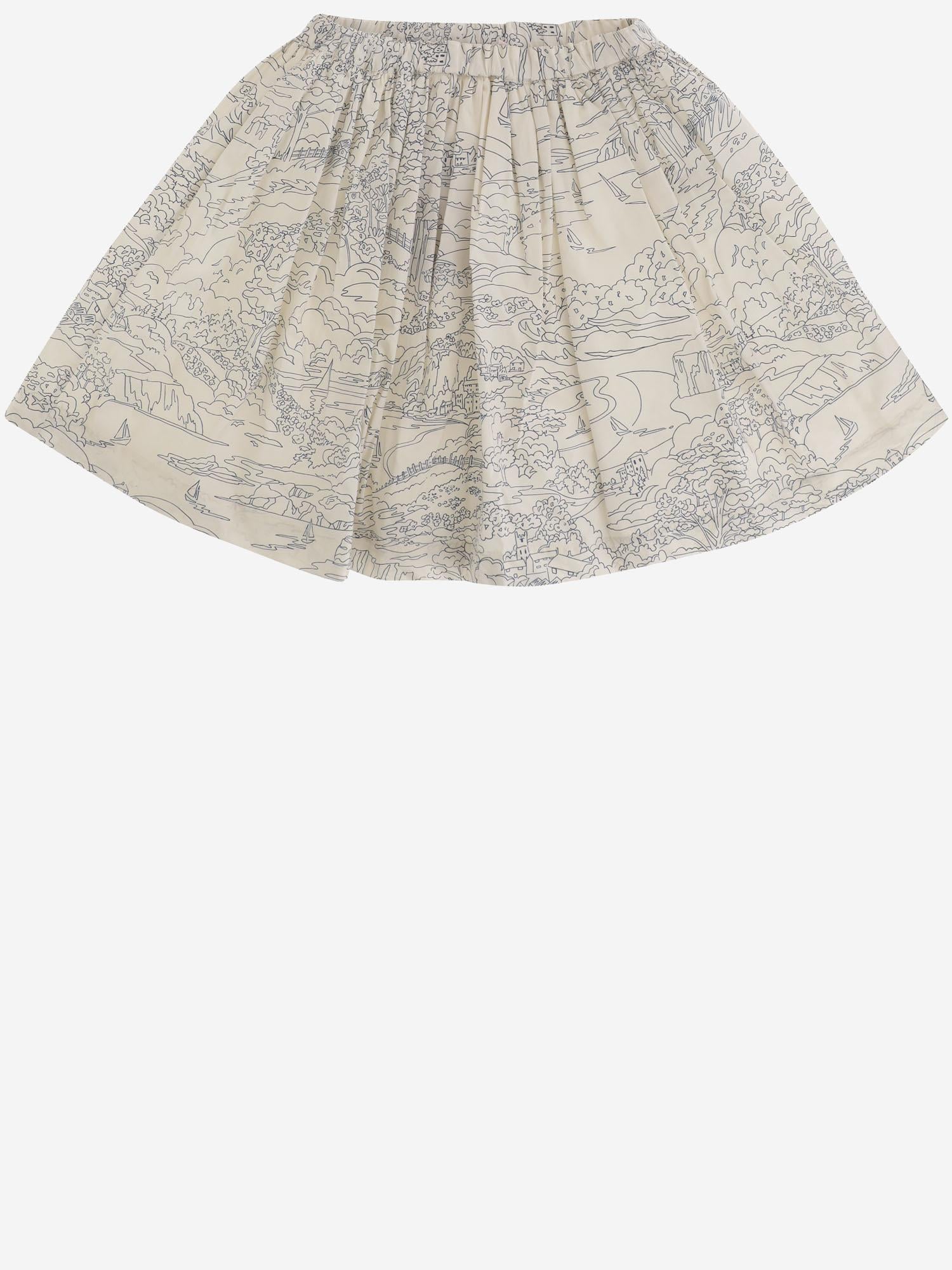 Bonpoint Illustrated Print Skirt — Beige, view 2