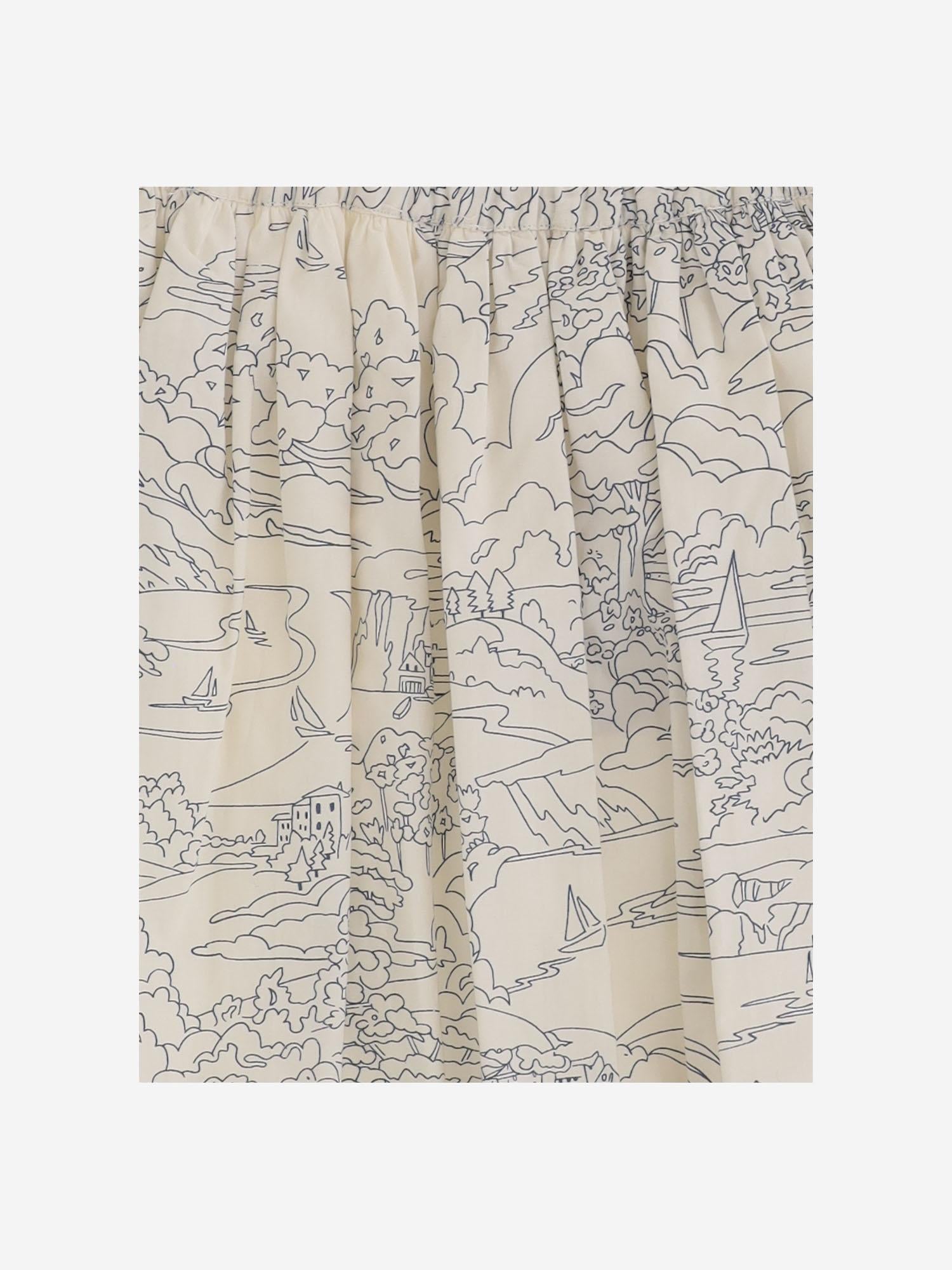 Bonpoint Illustrated Print Skirt — Beige, view 3