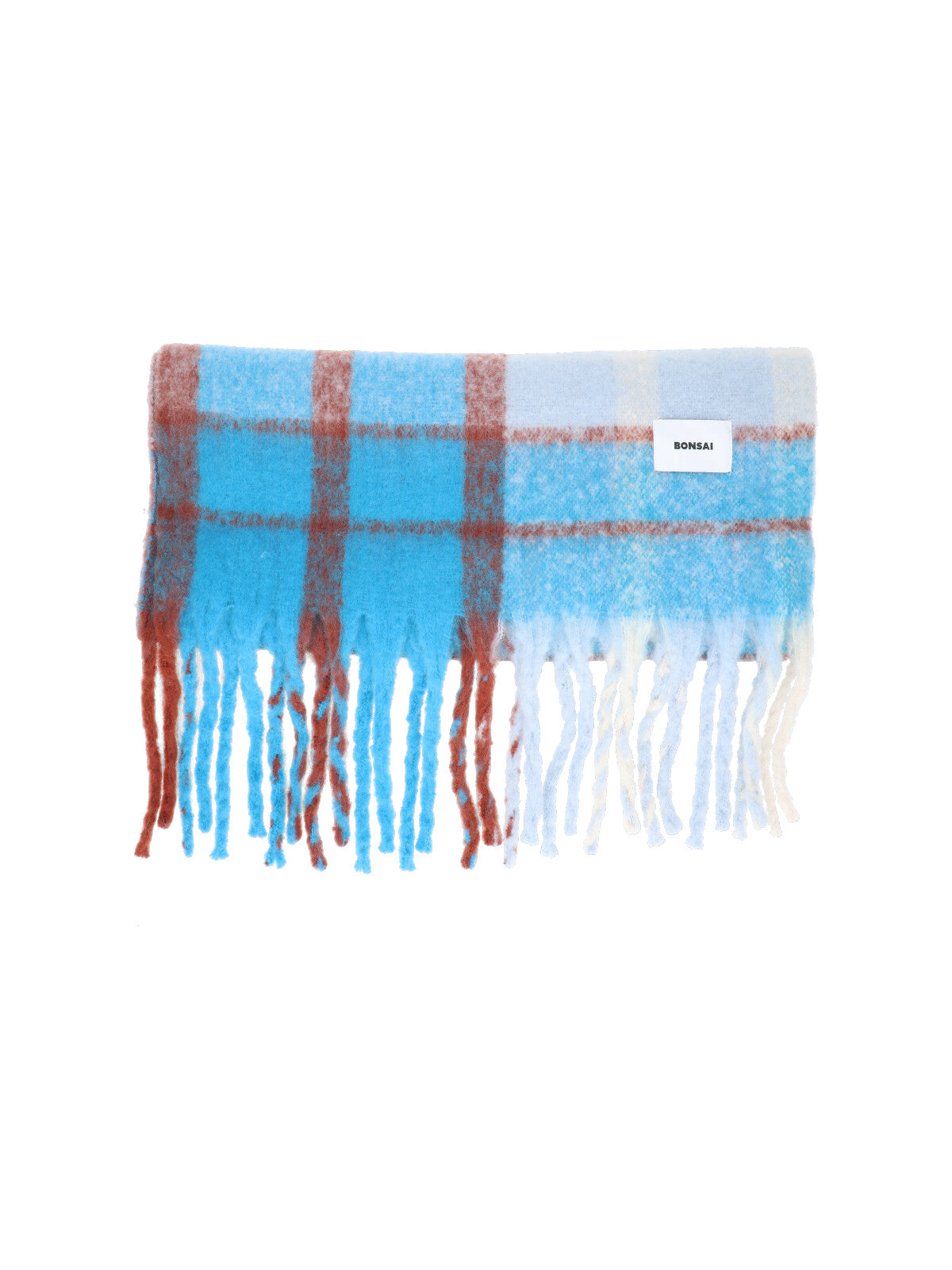 Bonsai Checked Mohair-Blend Scarf — Blue by Bonsai
