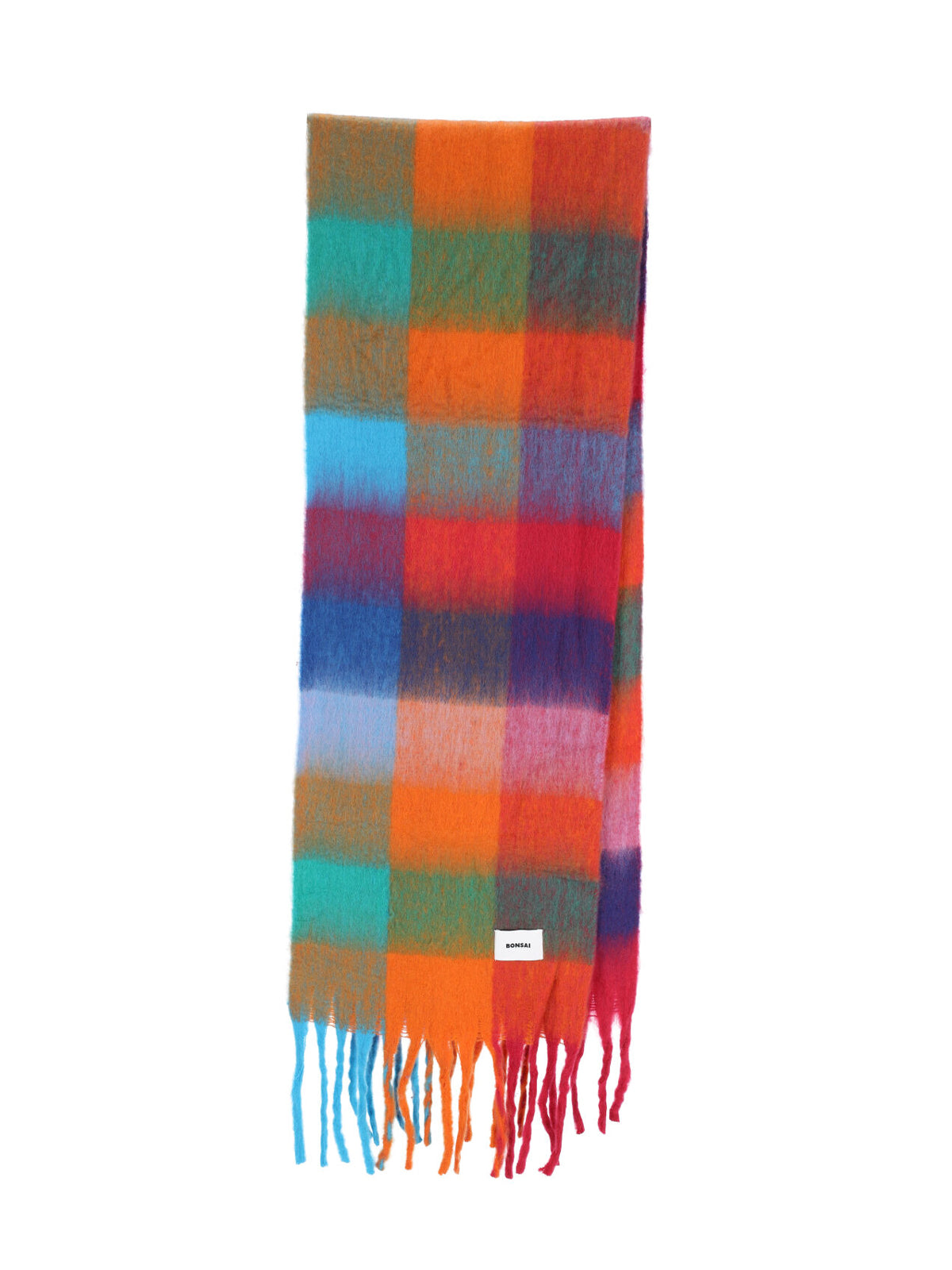 Bonsai Large-Scale Check Woven Scarf — Multicolor, view 3