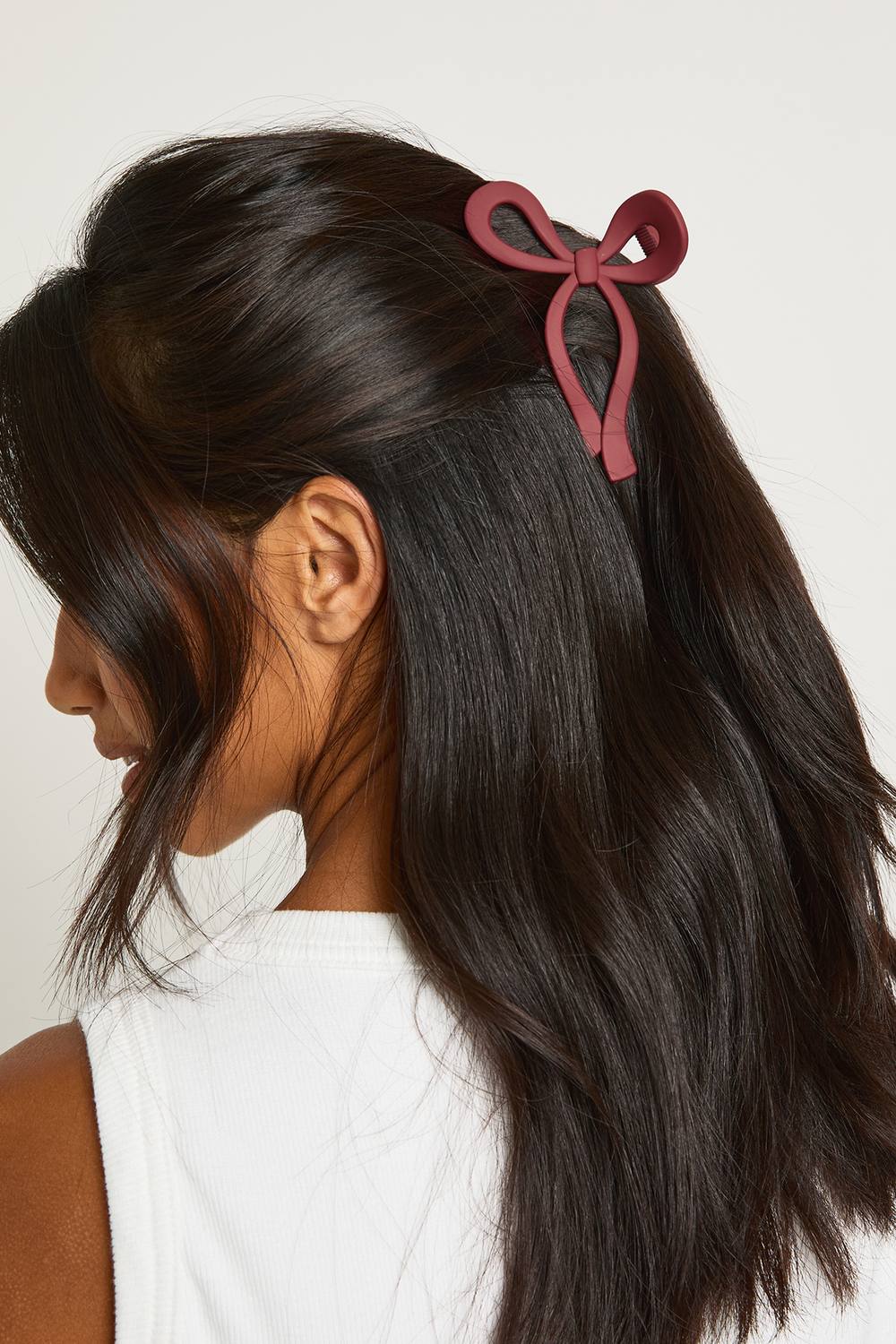 boohoo Women's Burgundy Bow Detail Claw Clip by boohoo