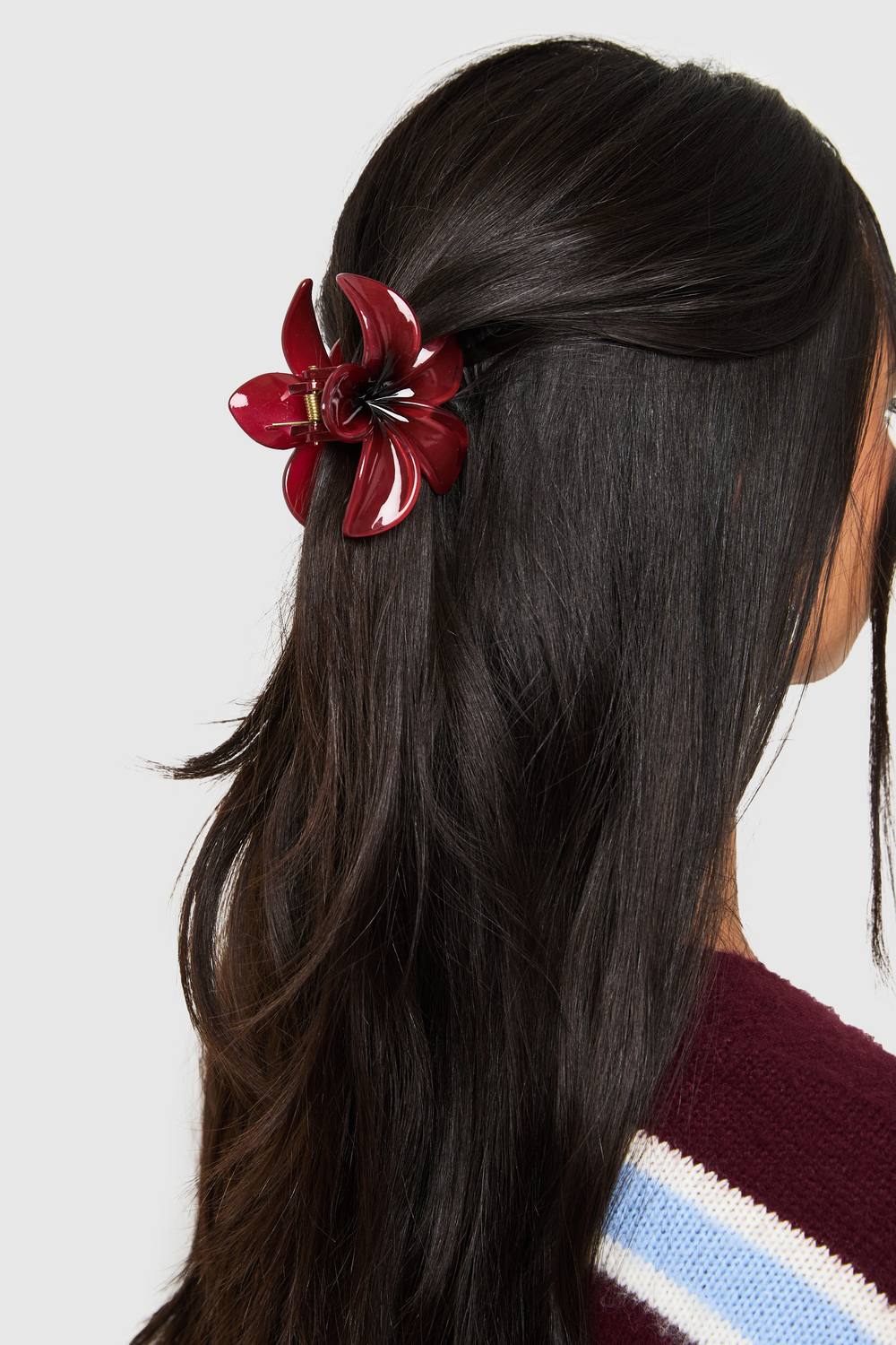 boohoo Women's Burgundy Flower Claw Clip by boohoo