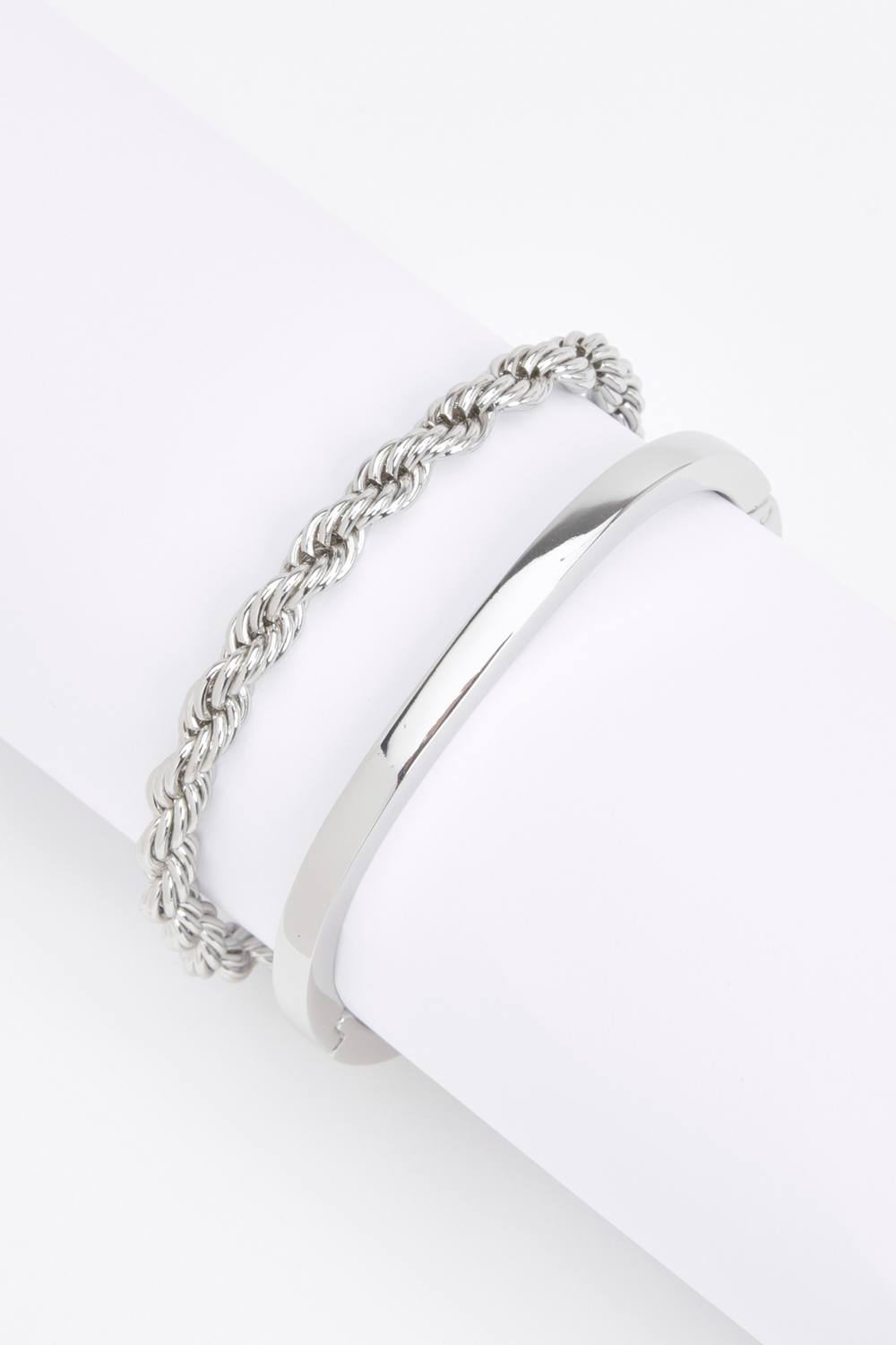 boohoo Women's Chain & Bangle Bracelet Set in Silver by boohoo