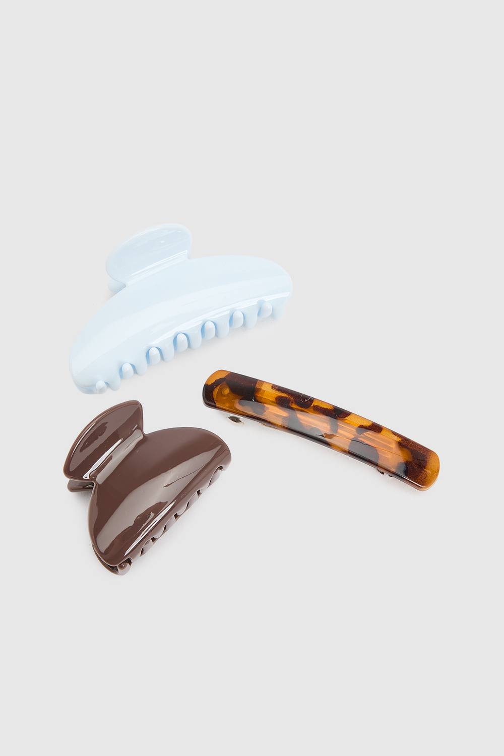 boohoo Women's Chocolate & Baby Blue Claw Clips 3 Pack by boohoo