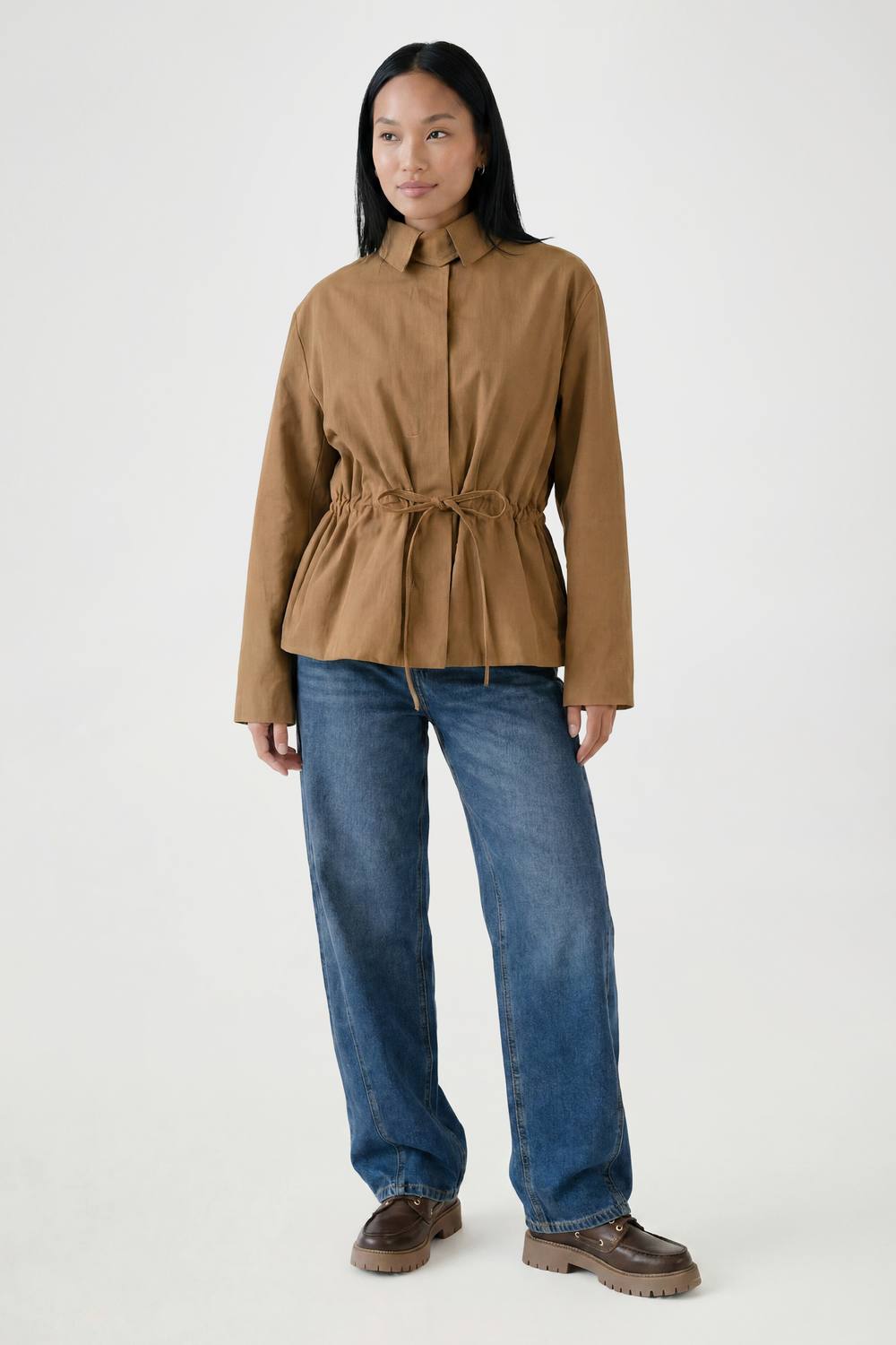 boohoo Women's Cinched Waist Utility Jacket in Camel by boohoo