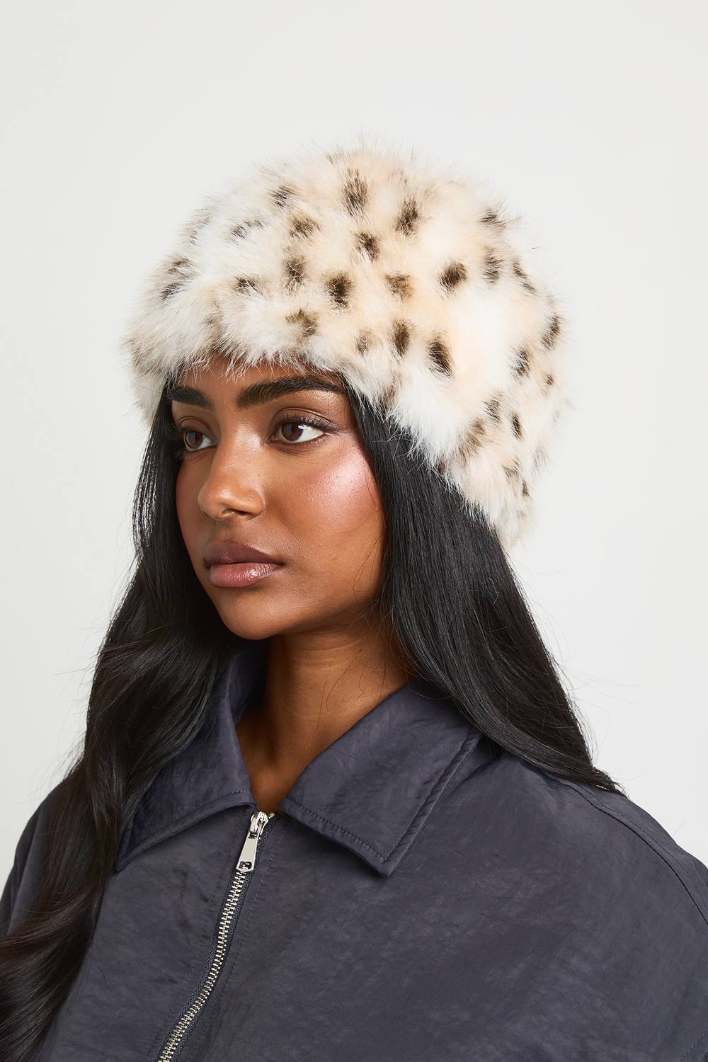 boohoo Women's Deer Print Faux Fur Winter Hat in Natural by boohoo