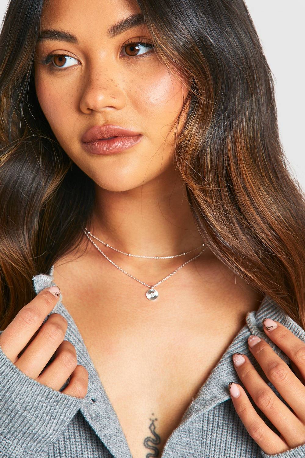 boohoo Women's Delicate Double Layered Pendant Necklace in Silver by boohoo