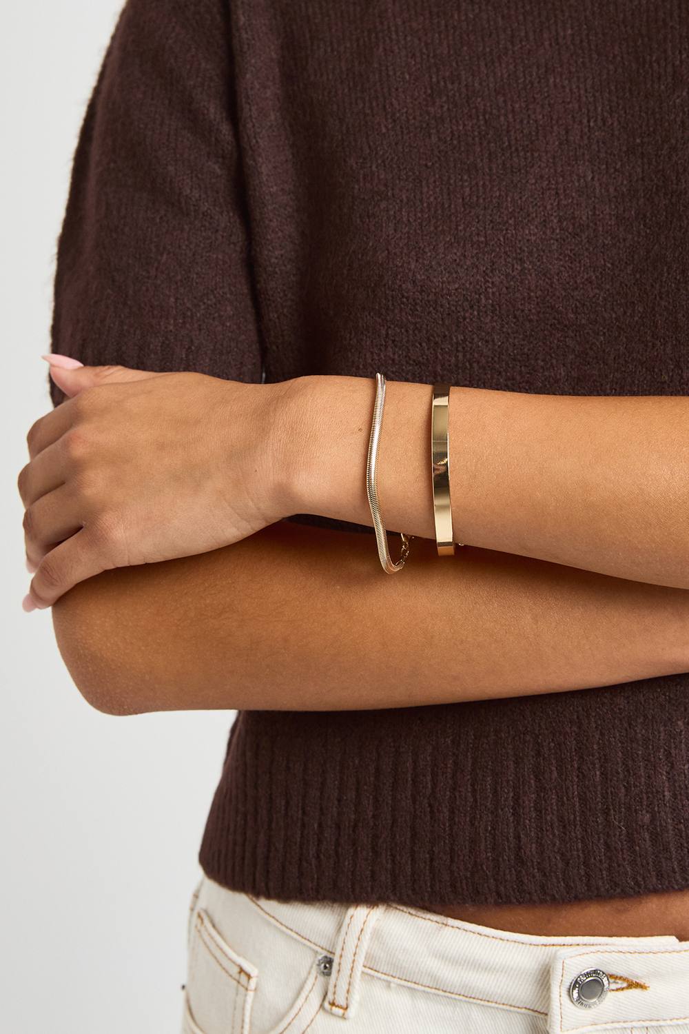 boohoo Women's Gold Chunky Bangle & Bracelet 2 Pack by boohoo