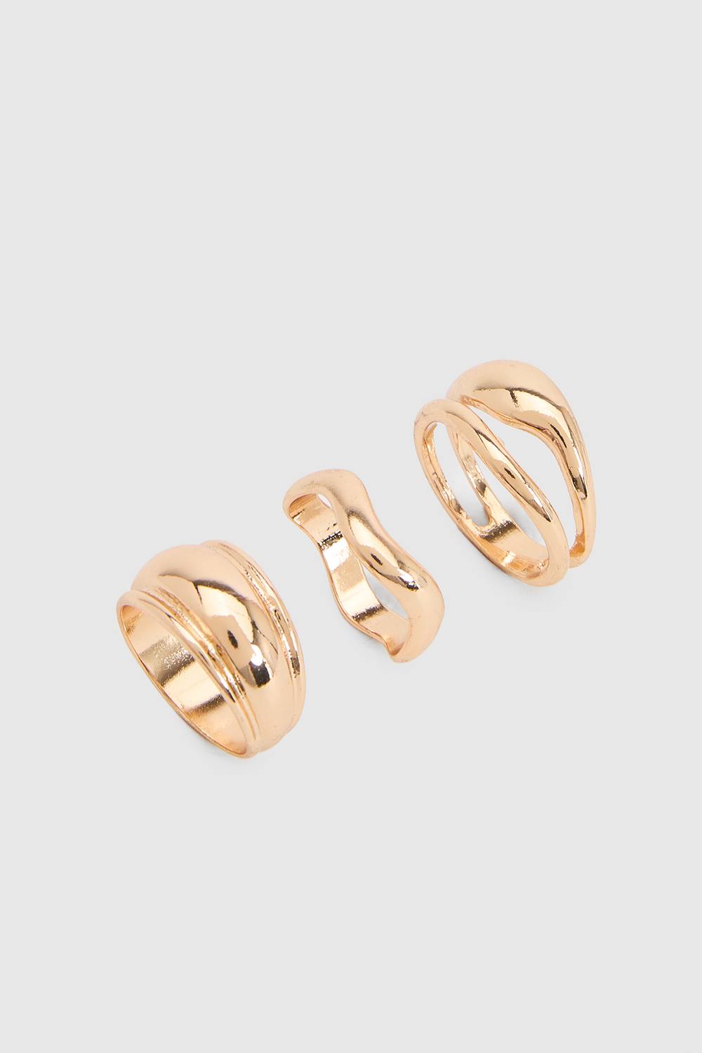 boohoo Women's Gold Chunky Rings 3 Pack by boohoo