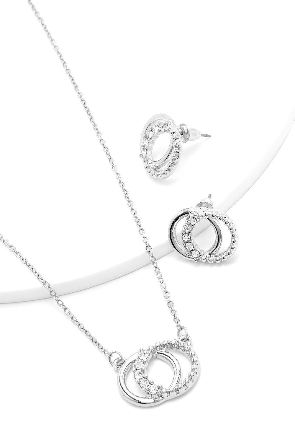 boohoo Women's Links Necklace & Earring Set in Silver by boohoo