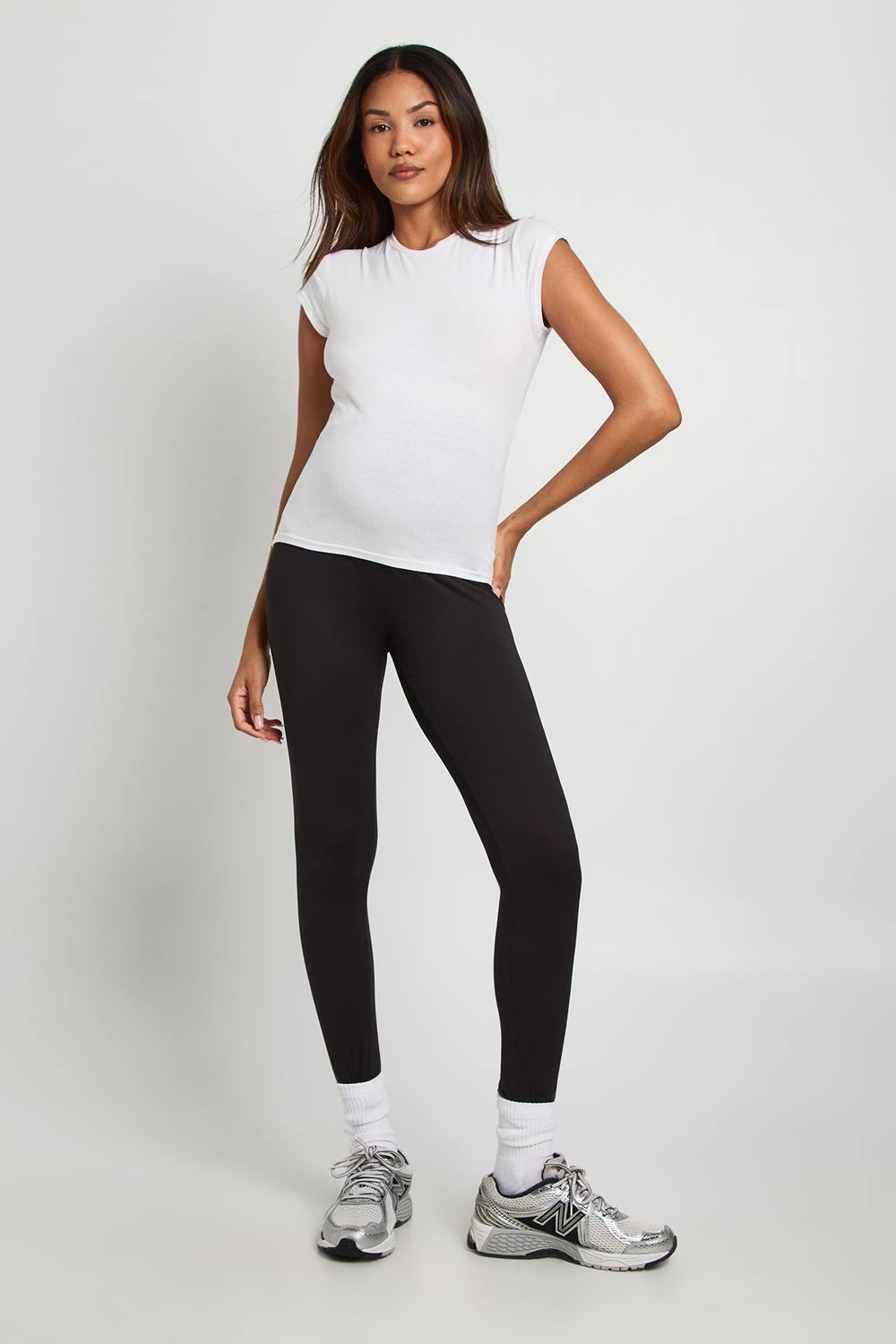 boohoo Women's Maternity 2 Pack Over The Bump Leggings Pants in Black by boohoo