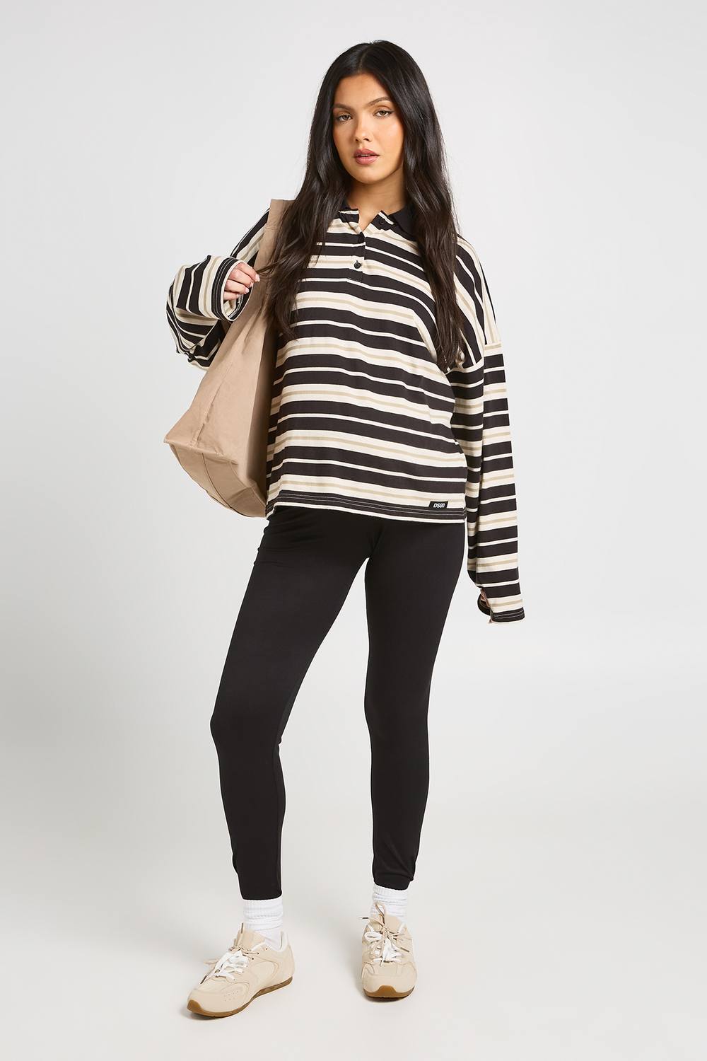boohoo Women's Maternity 2 Pack Over The Bump Leggings Pants in Black by boohoo