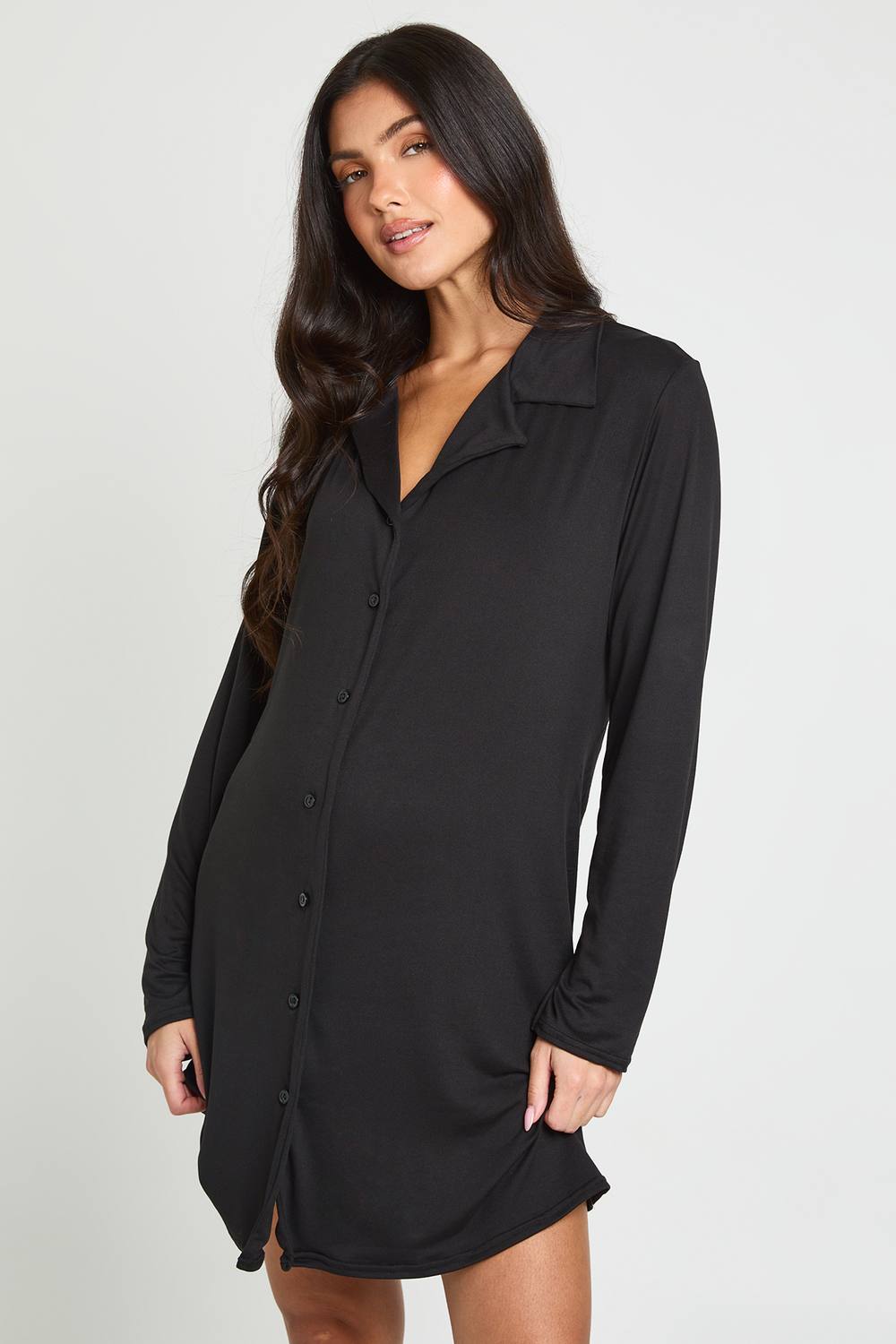 boohoo Women's Maternity Long Sleeve Nightie in Black by boohoo