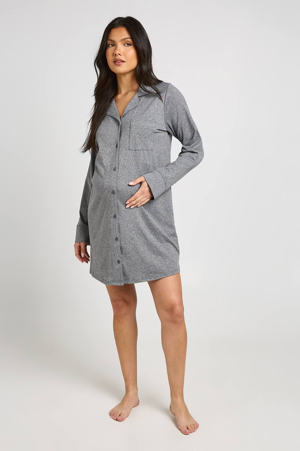 boohoo Women's Maternity Soft Touch Nightie in Charcoal by boohoo