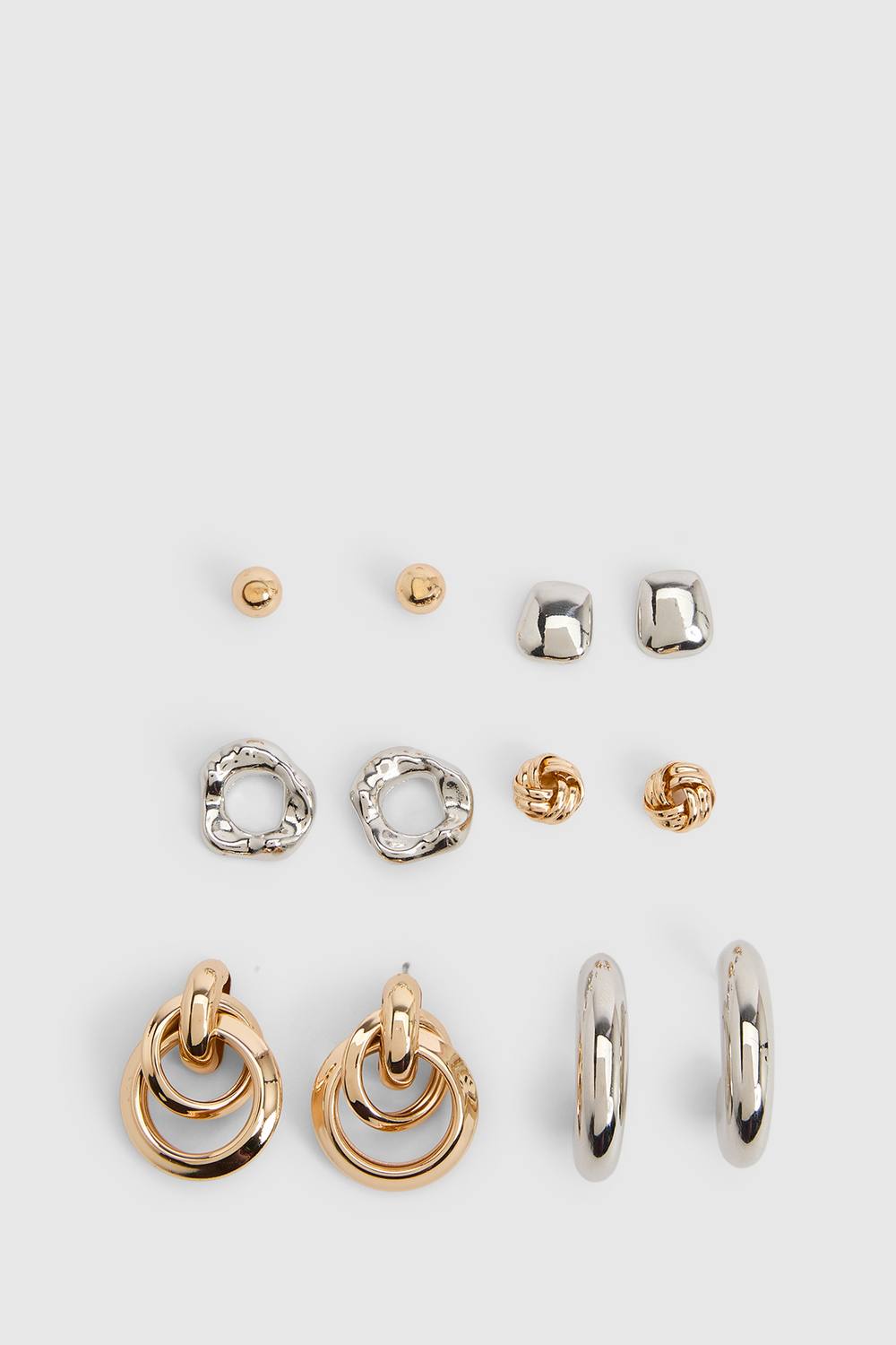 boohoo Women's Mixed Metal Chunky Earrings 6 Pack in Gold by boohoo