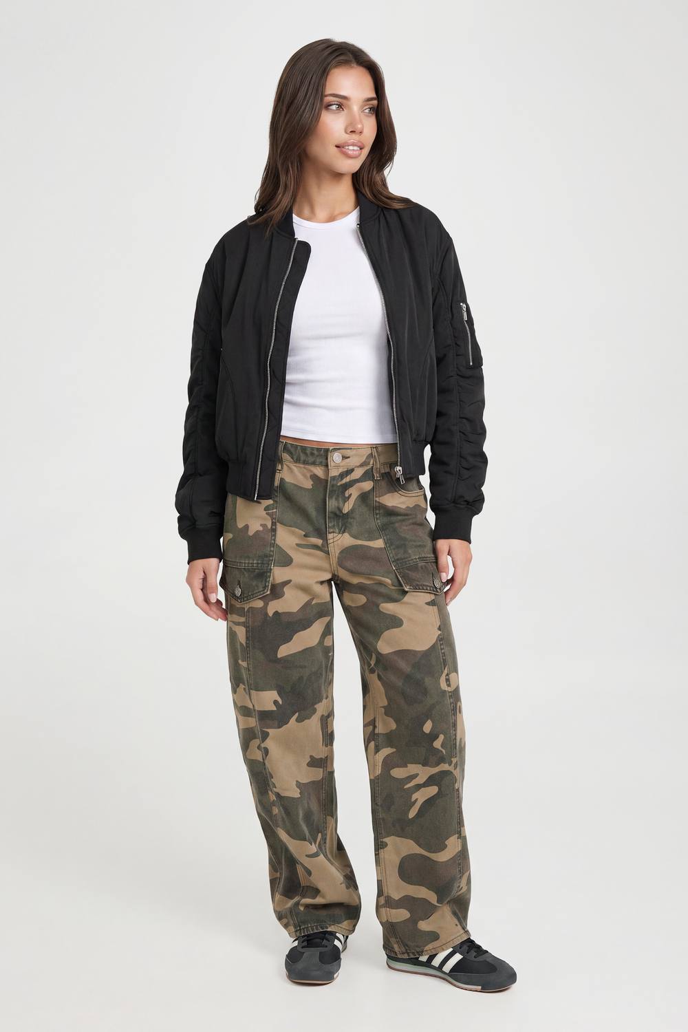 boohoo Women's Oversized Bomber Jacket in Black by boohoo